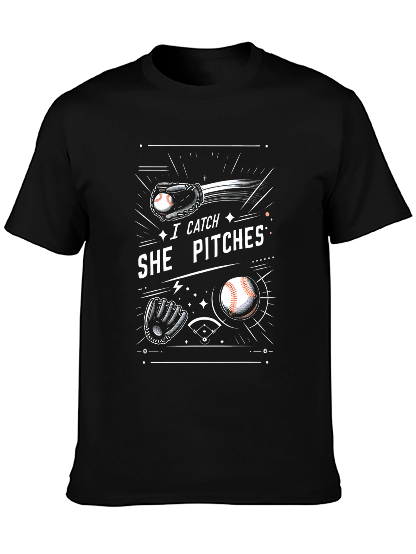I Catch She Pitches Baseball T-Shirt