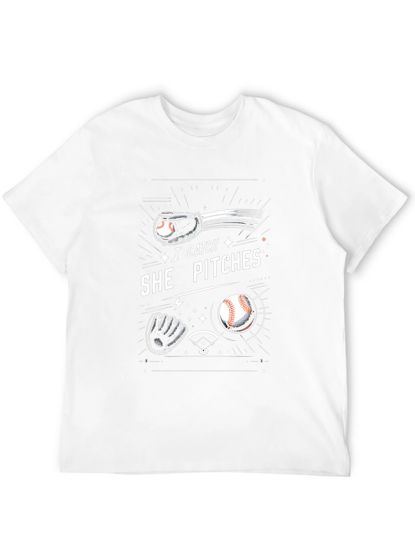 I Catch She Pitches Baseball T-Shirt