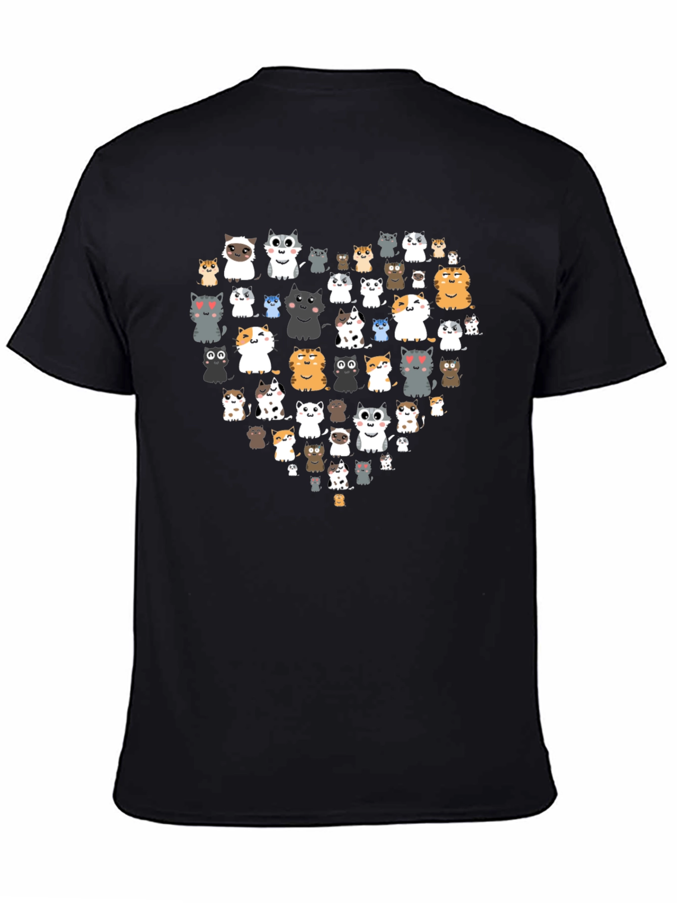 Cat Heart Graphic Black T-Shirt