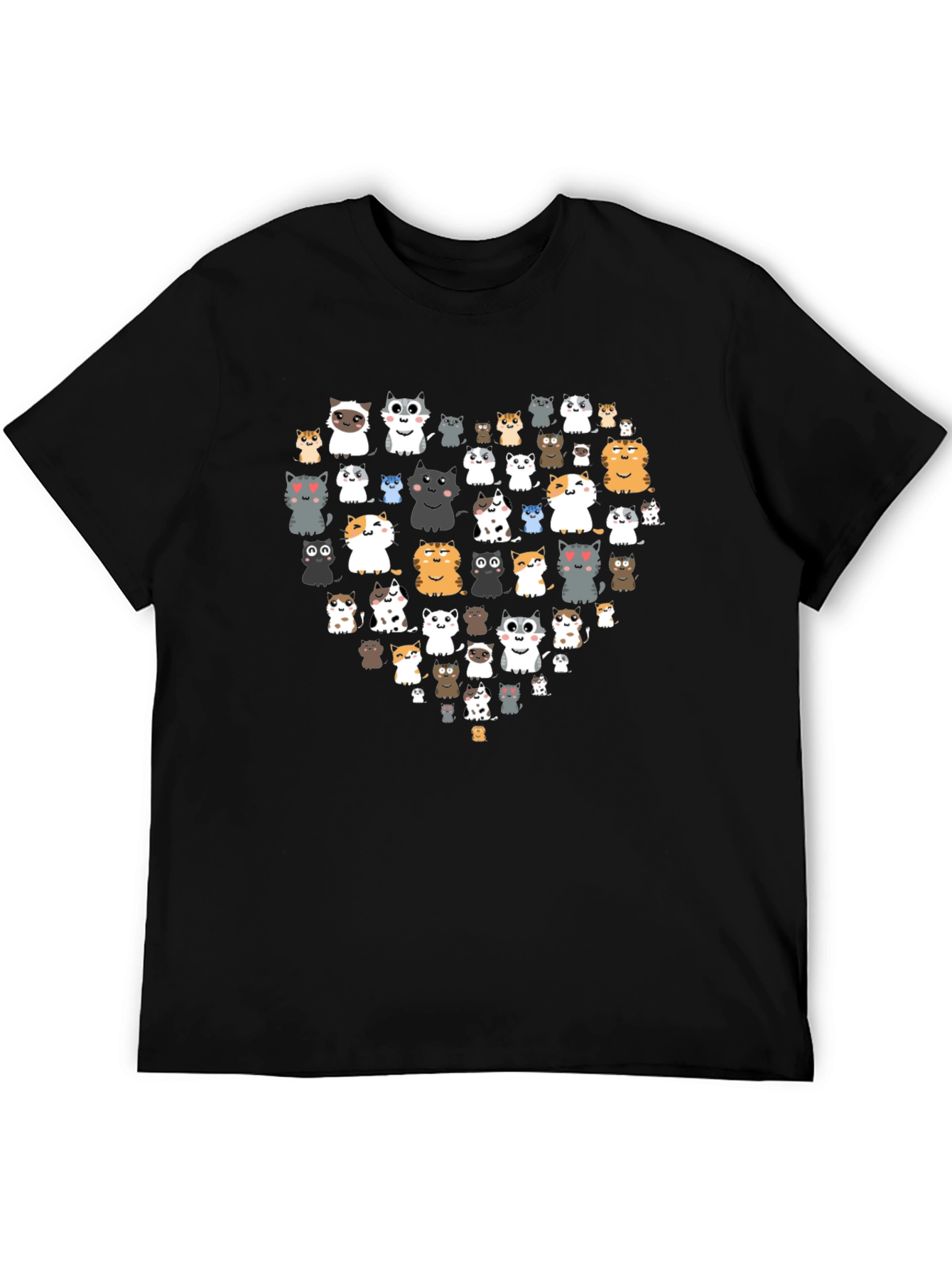 Cat Heart Graphic Black T-Shirt