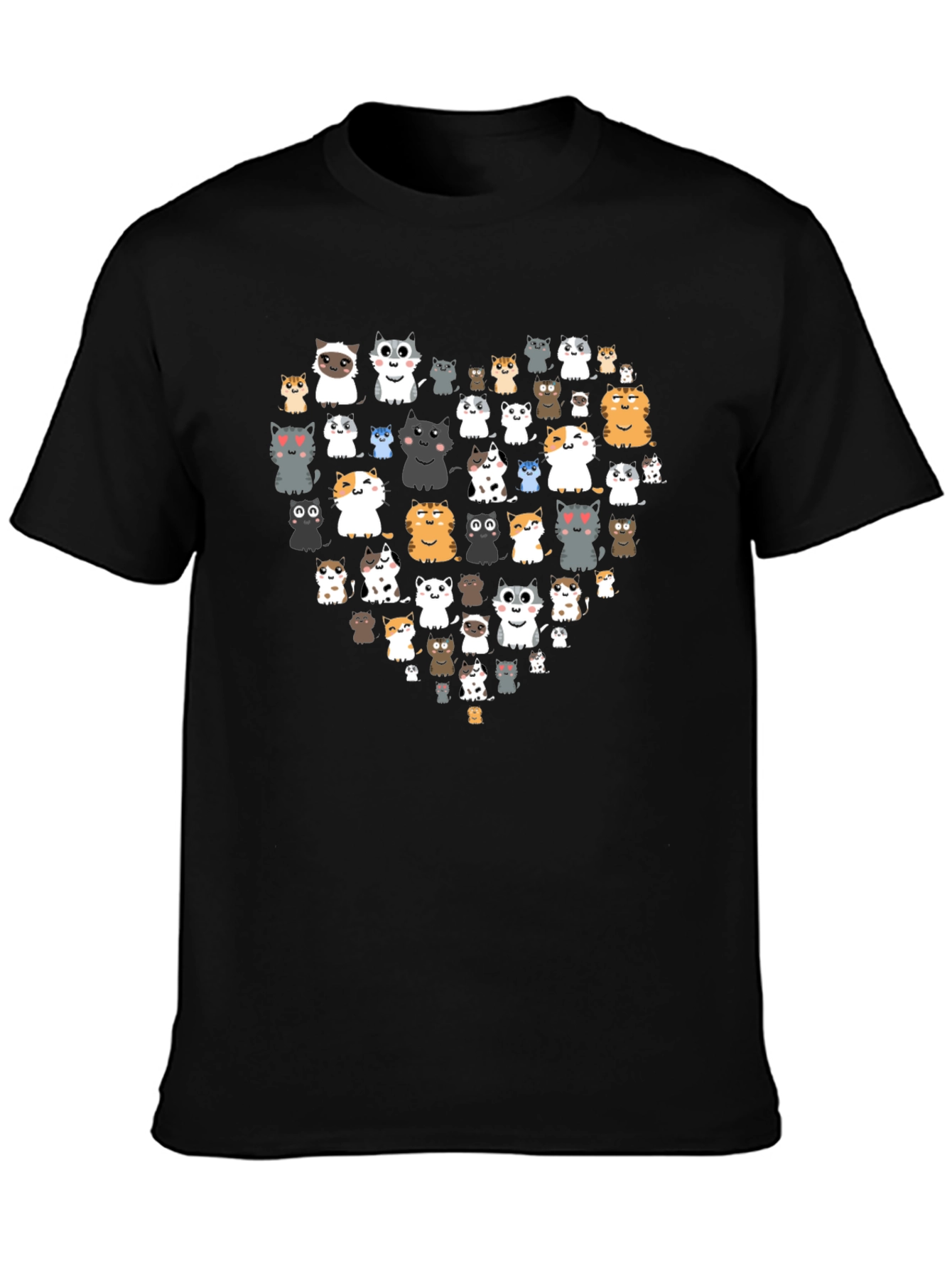 Cat Heart Graphic Black T-Shirt