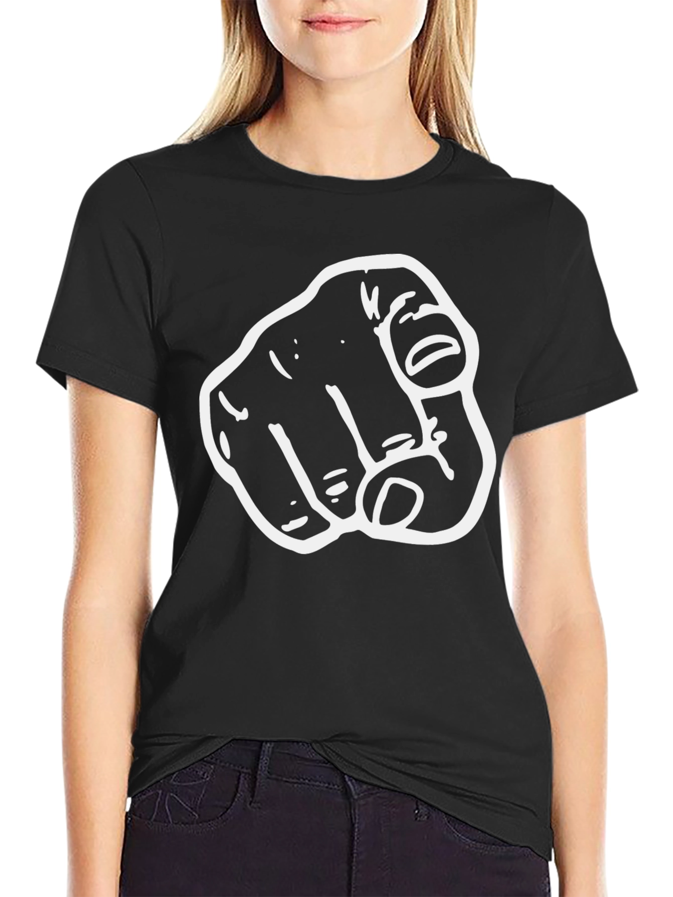 Pointing Finger Graphic Black T-Shirt