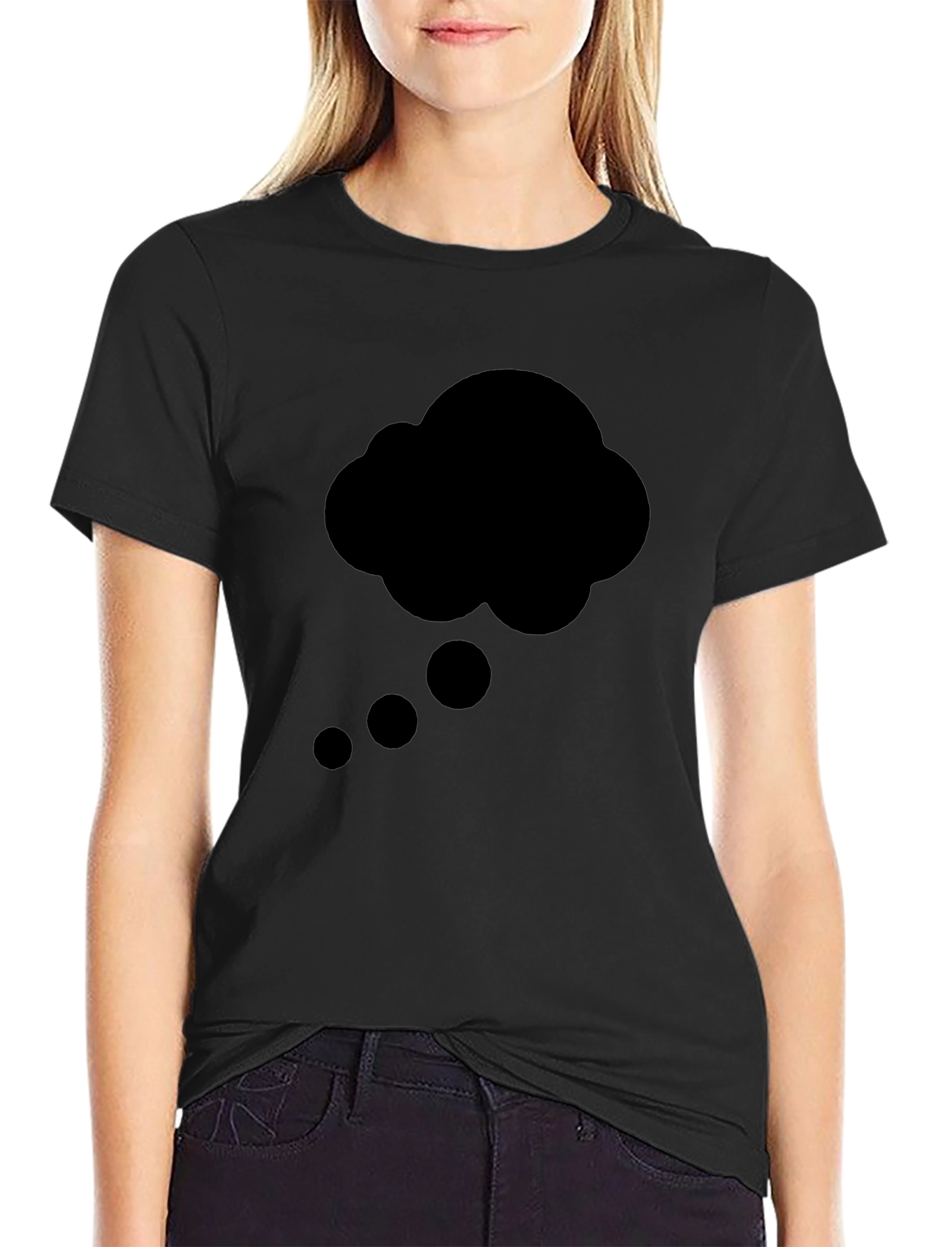 Thinking Cloud Graphic Tee - Black Cotton T-Shirt