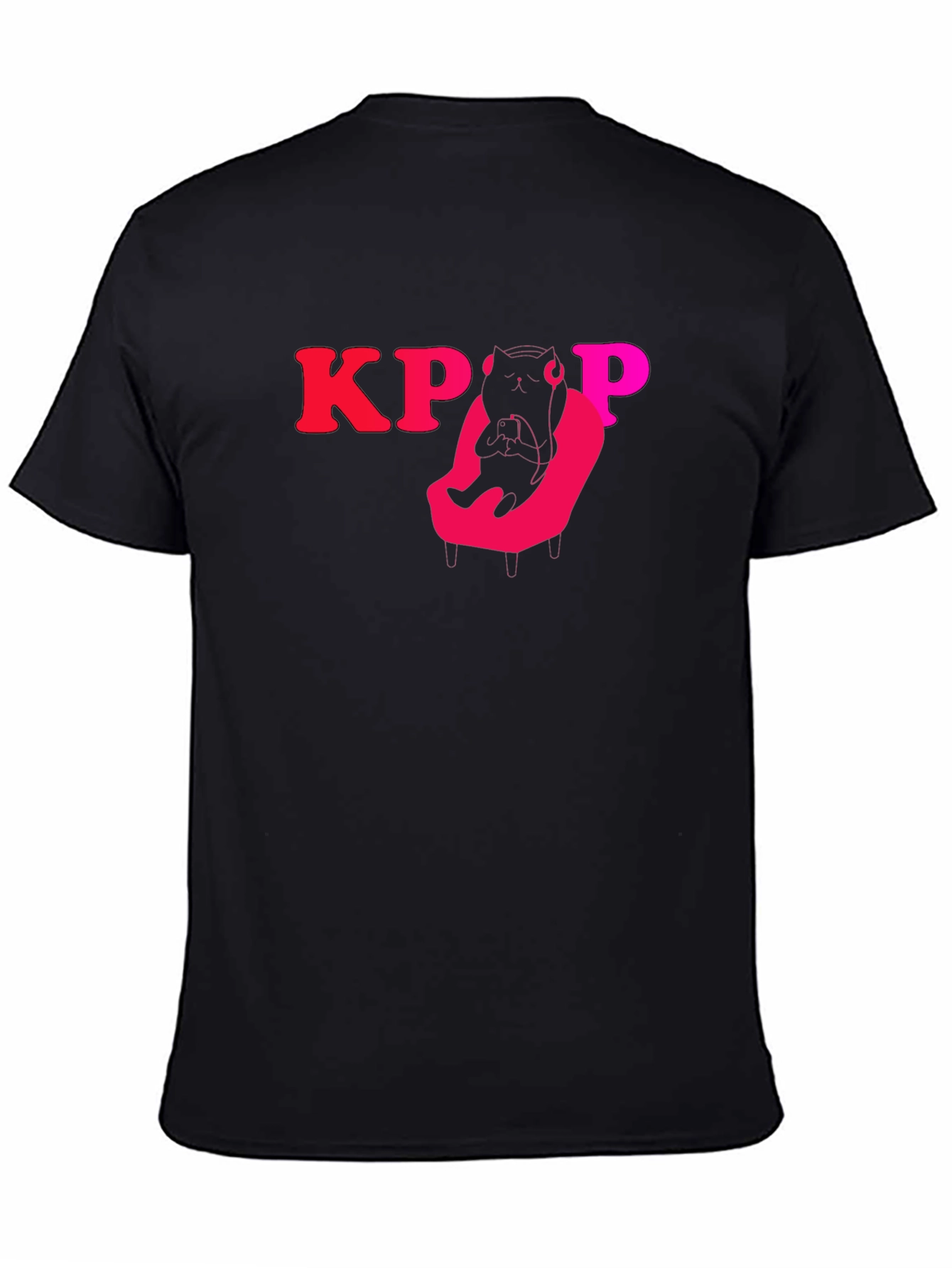 KPOP Cat Gamer Black T-Shirt