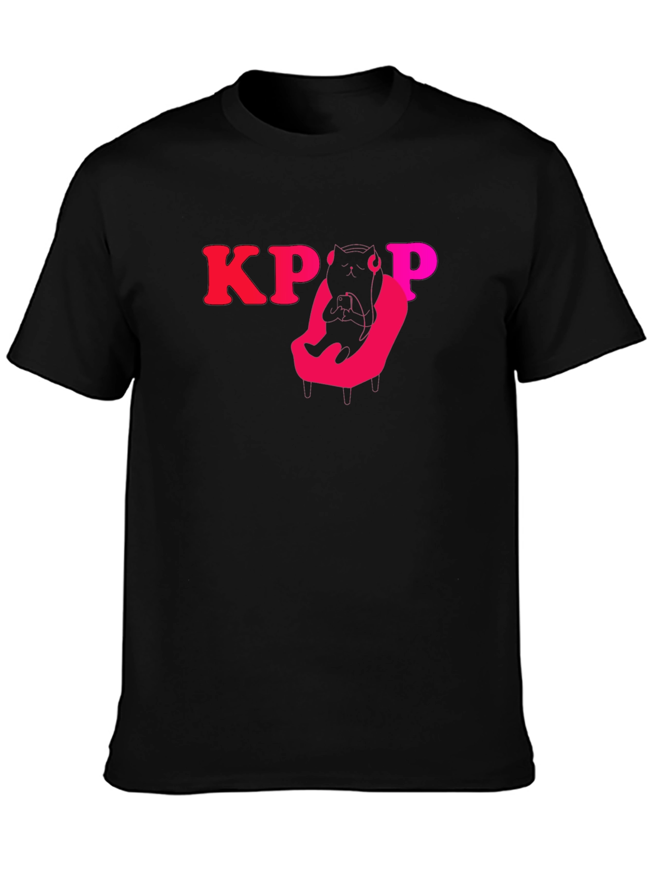 KPOP Cat Gamer Black T-Shirt