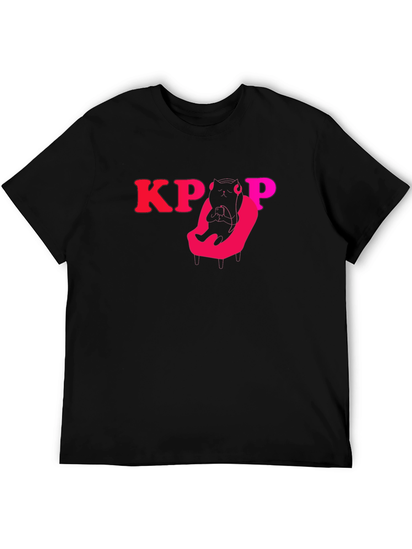KPOP Cat Gamer Black T-Shirt