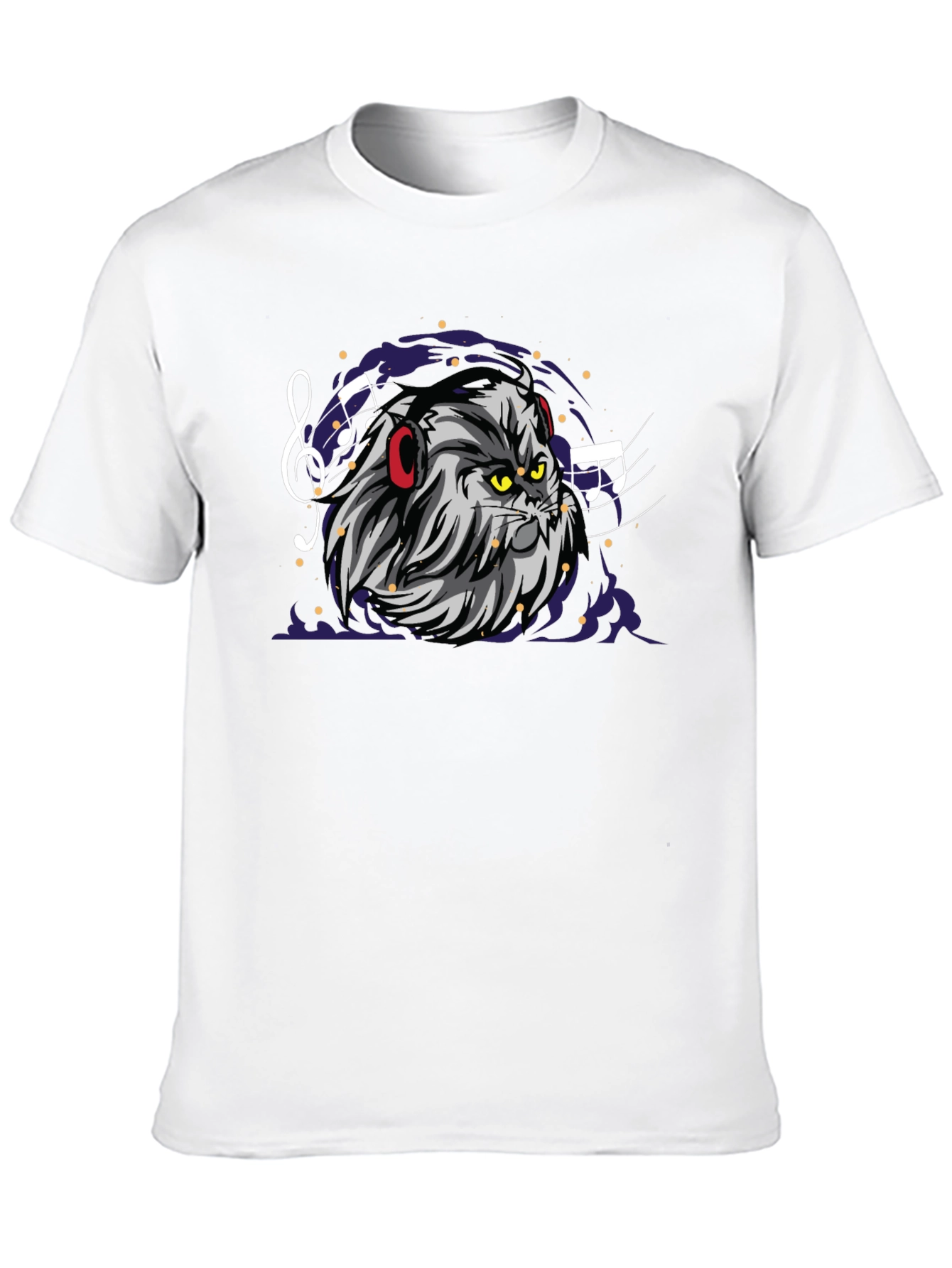 Cat DJ Graphic Tee - Mens Black Cotton T-Shirt