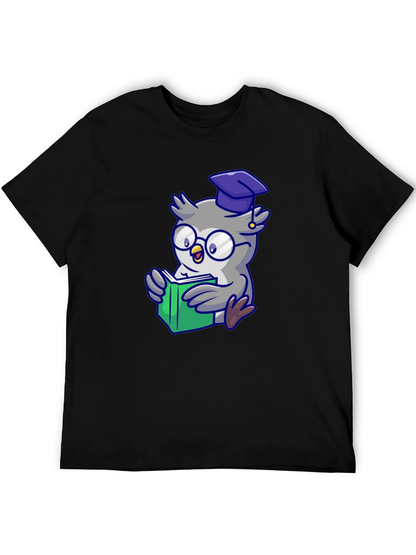 Owl Graduate Reading T-Shirt - Black