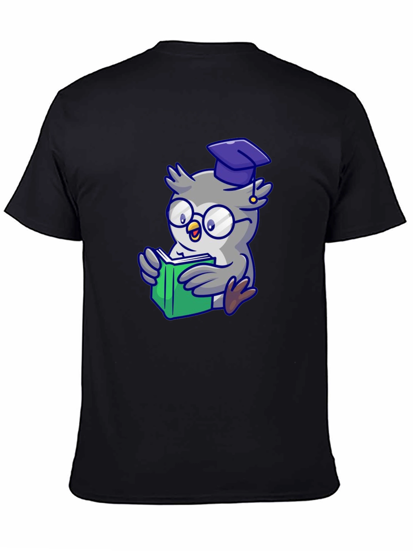Owl Graduate Reading T-Shirt - Black