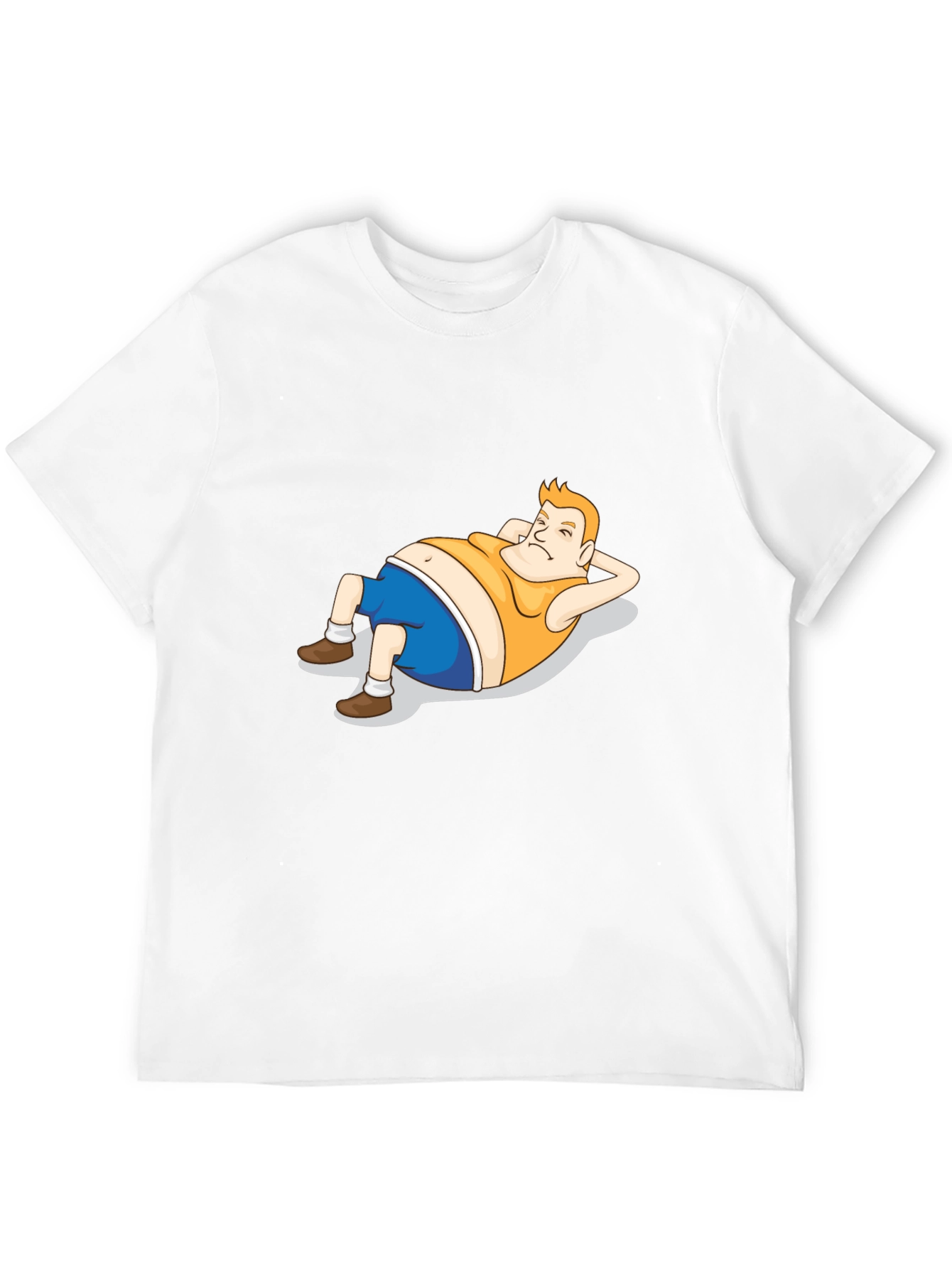 Cartoon Lazy Guy Black T-Shirt
