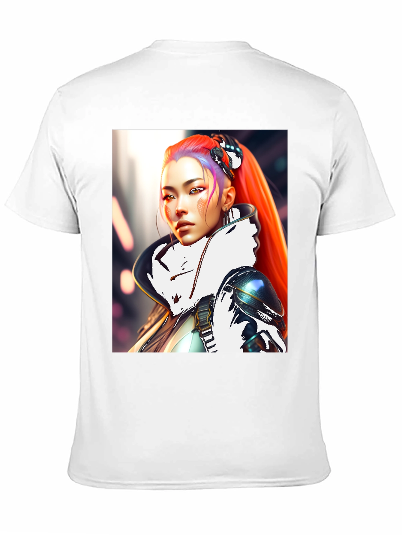 Cyberpunk Style T-Shirt with Sci-Fi Woman Design