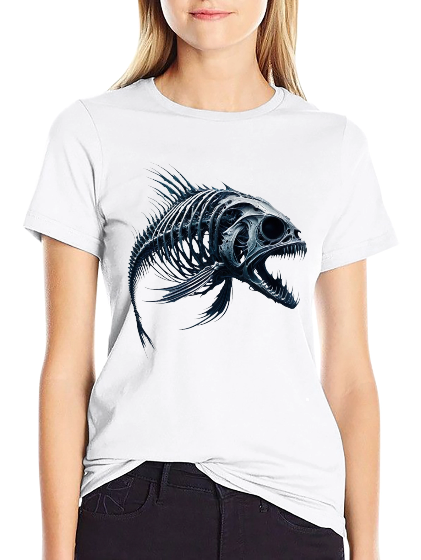 Fish Skeleton Graphic T-Shirt - Mens Black Tee