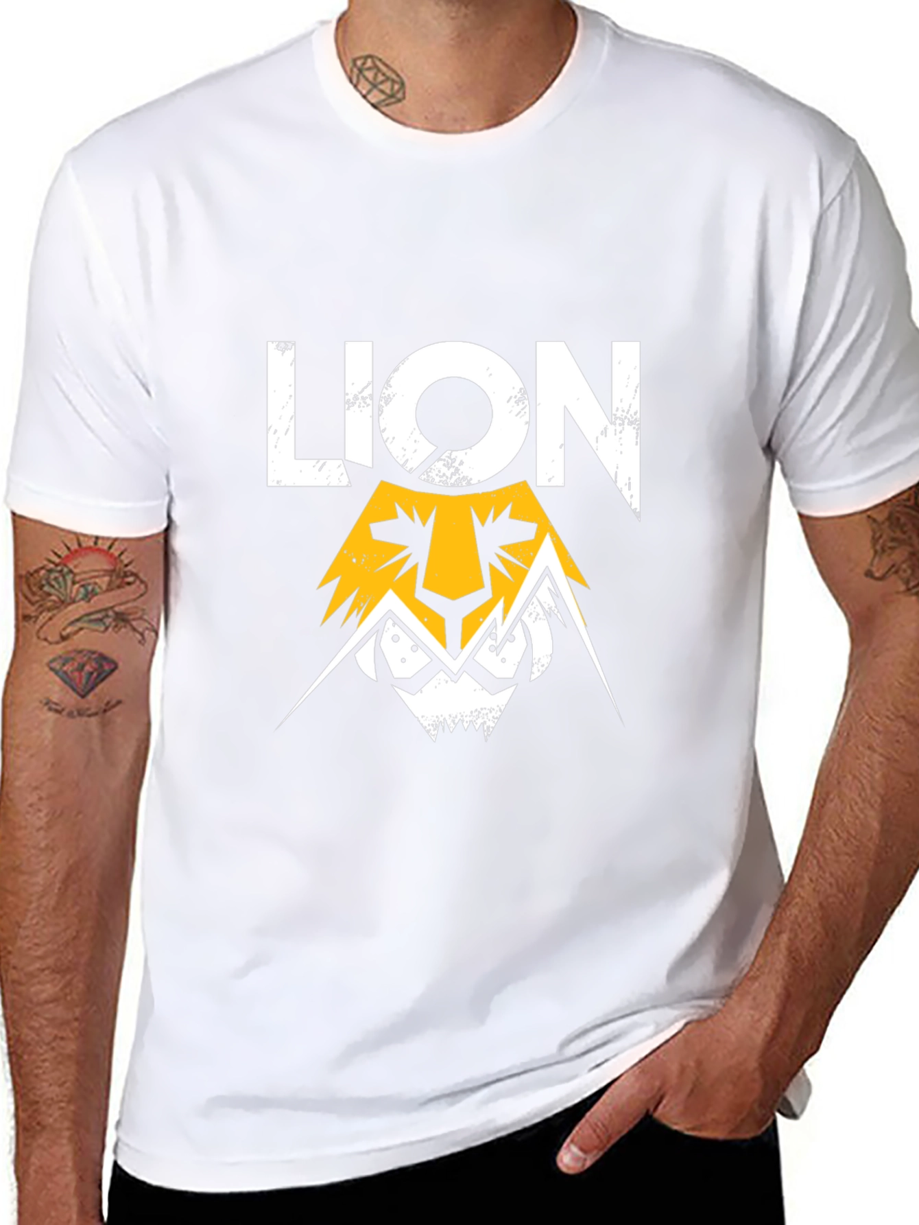 Lion Graphic Print Black T-Shirt