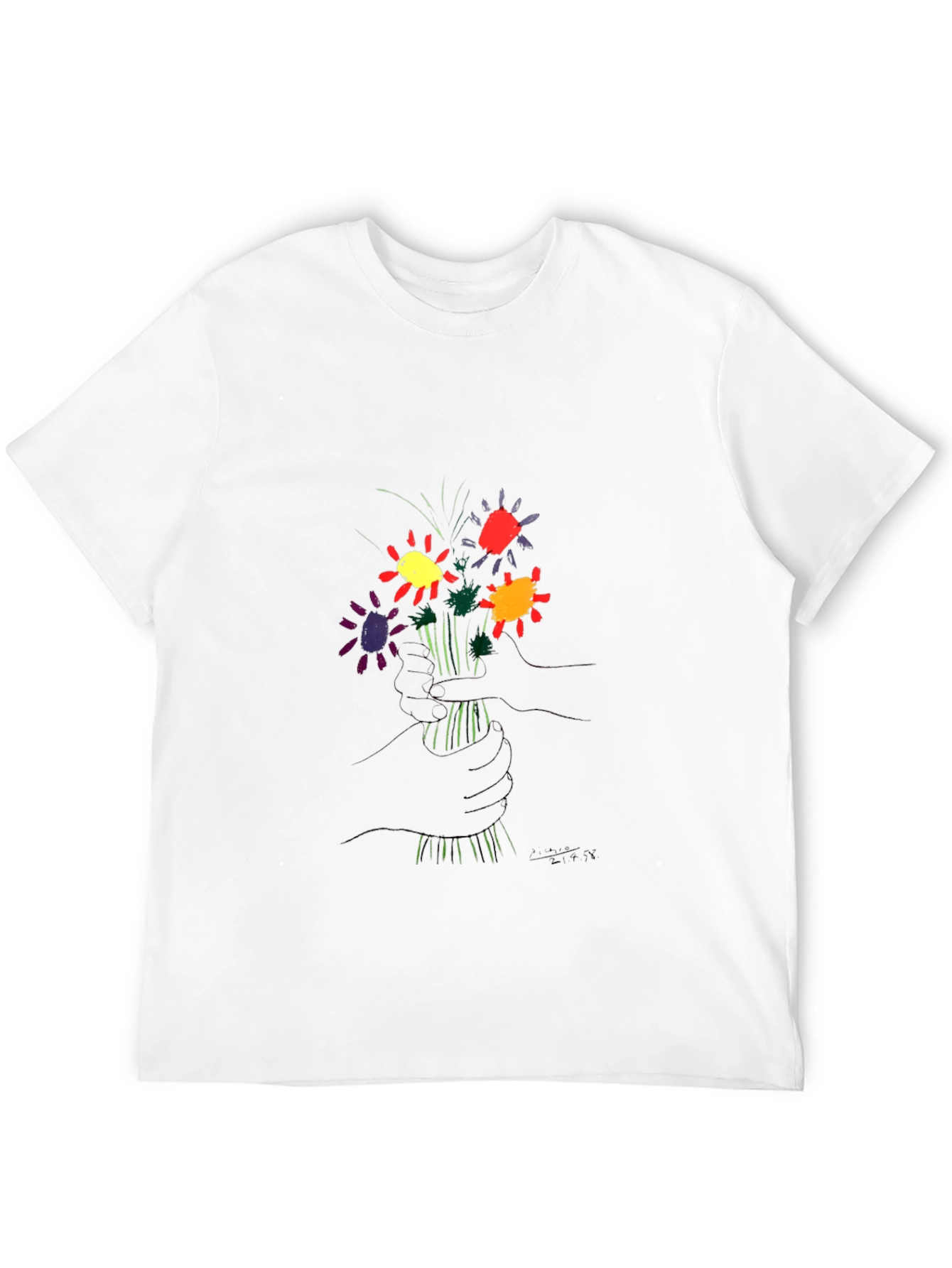 Floral Graphic Tee - Black Cotton Casual Wear