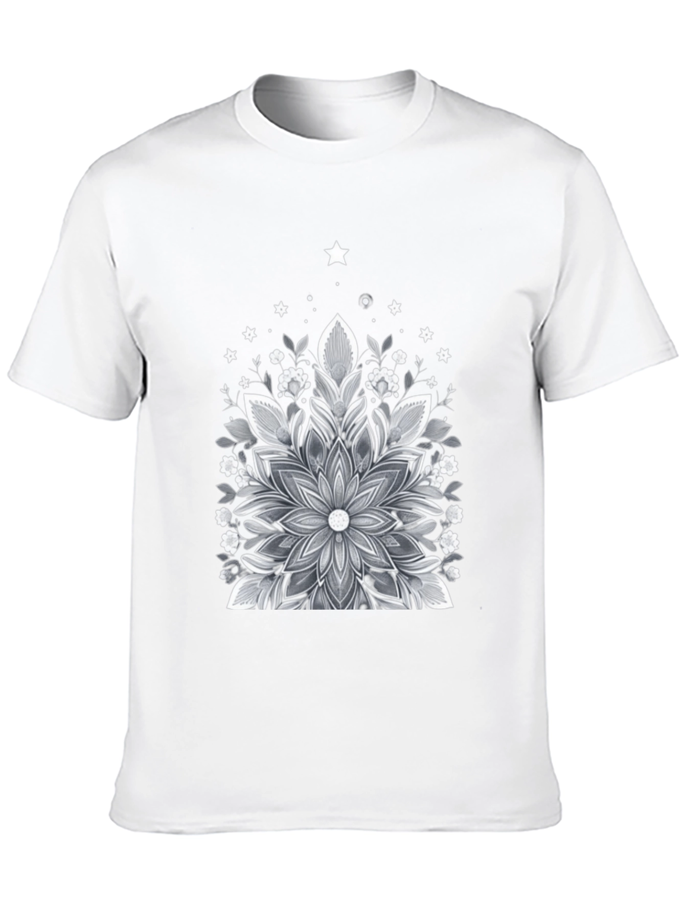 Floral Mandala Graphic Tee - Black Cotton Blend