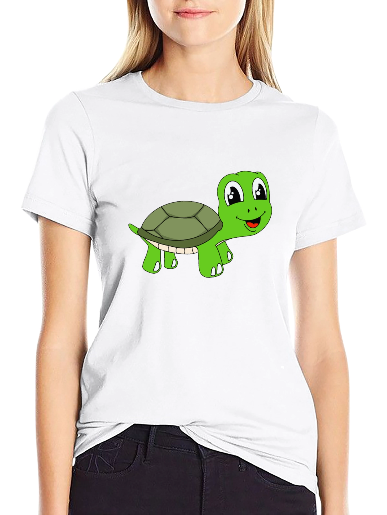 Cute Turtle Graphic T-Shirt - Black