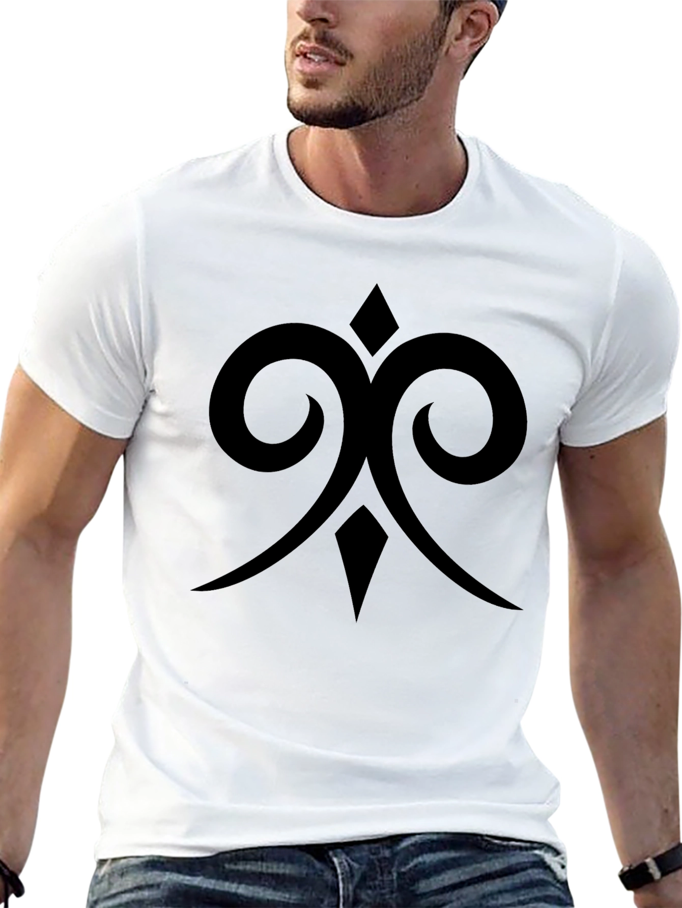 Mens Black Graphic Tee - Abstract Symbol Design