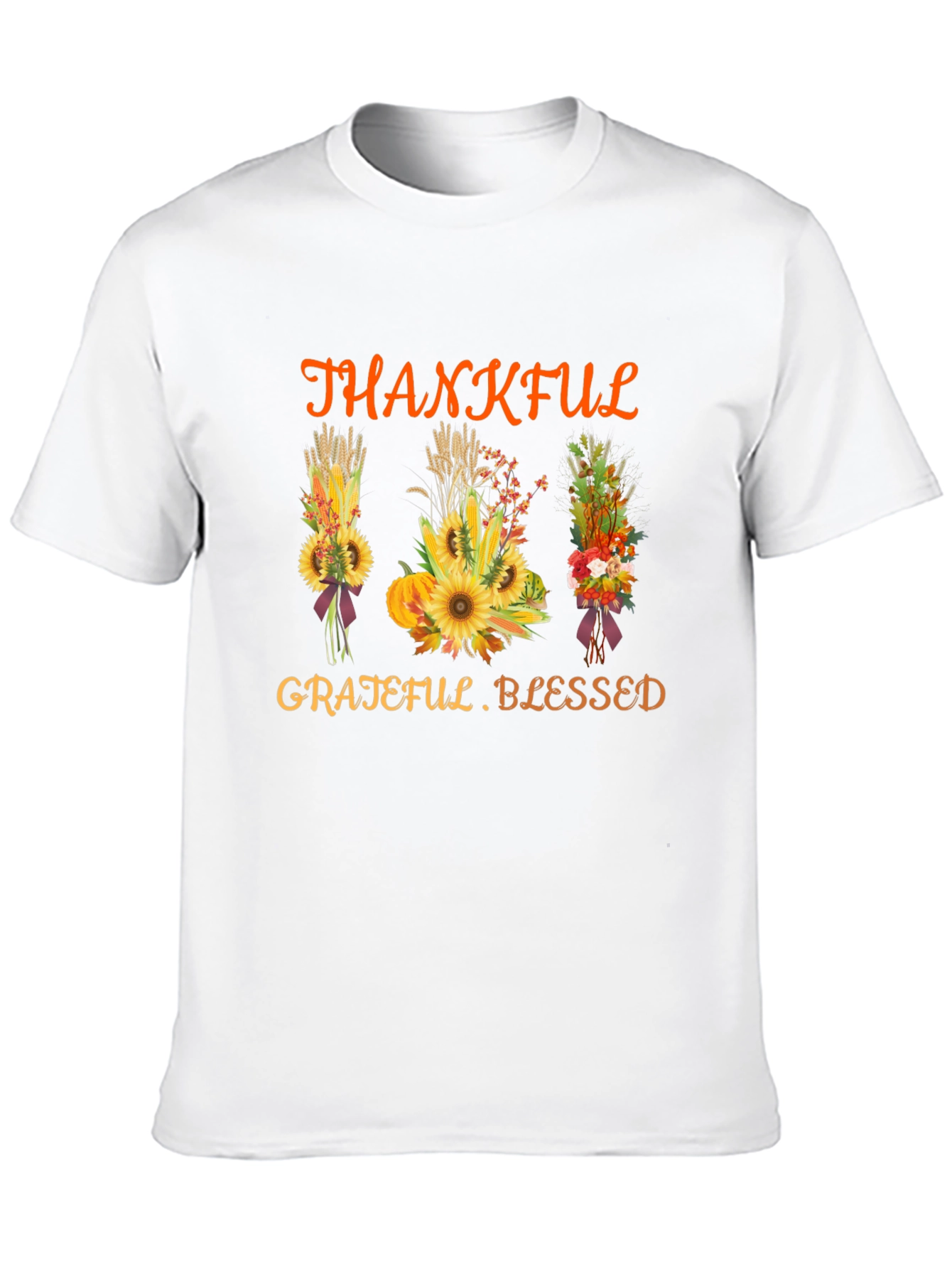 Thankful Grateful Blessed Thanksgiving Graphic Tee