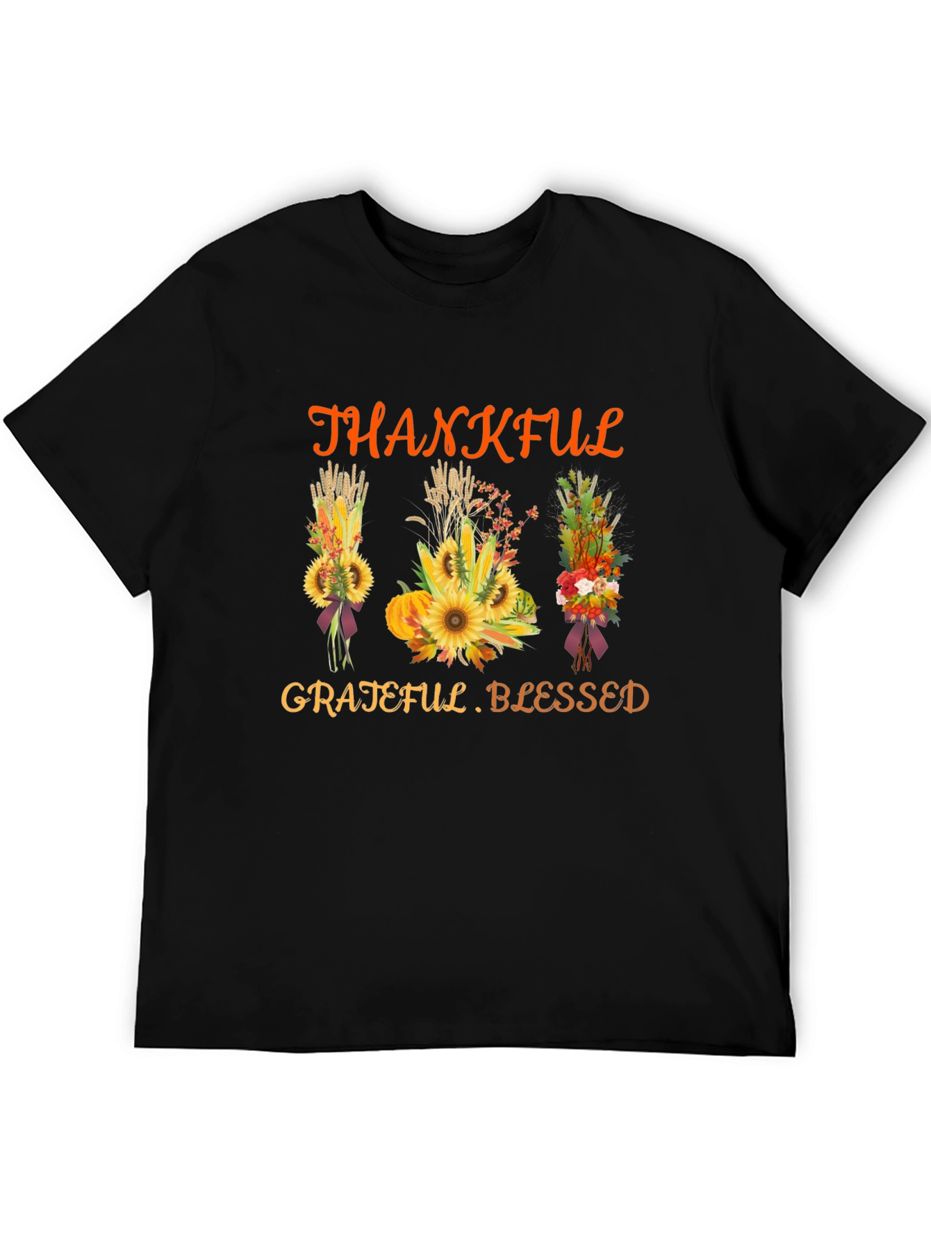 Thankful Grateful Blessed Thanksgiving Graphic Tee