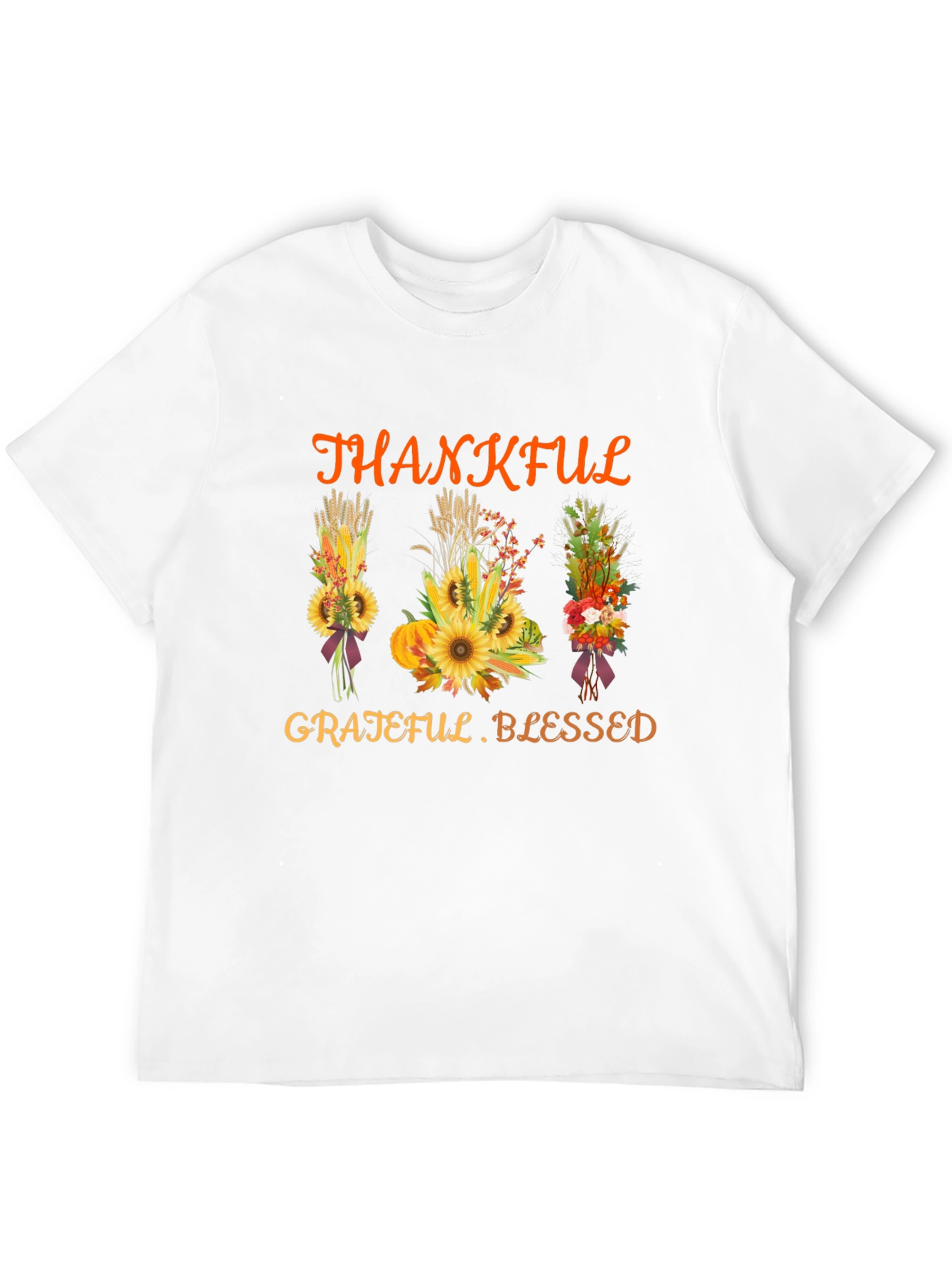 Thankful Grateful Blessed Thanksgiving Graphic Tee