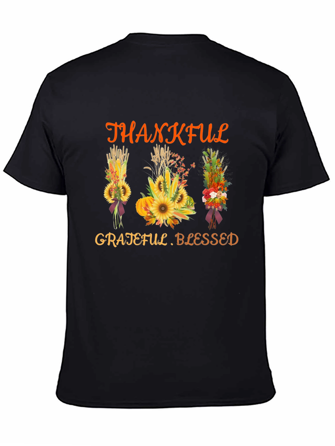 Thankful Grateful Blessed Thanksgiving Graphic Tee