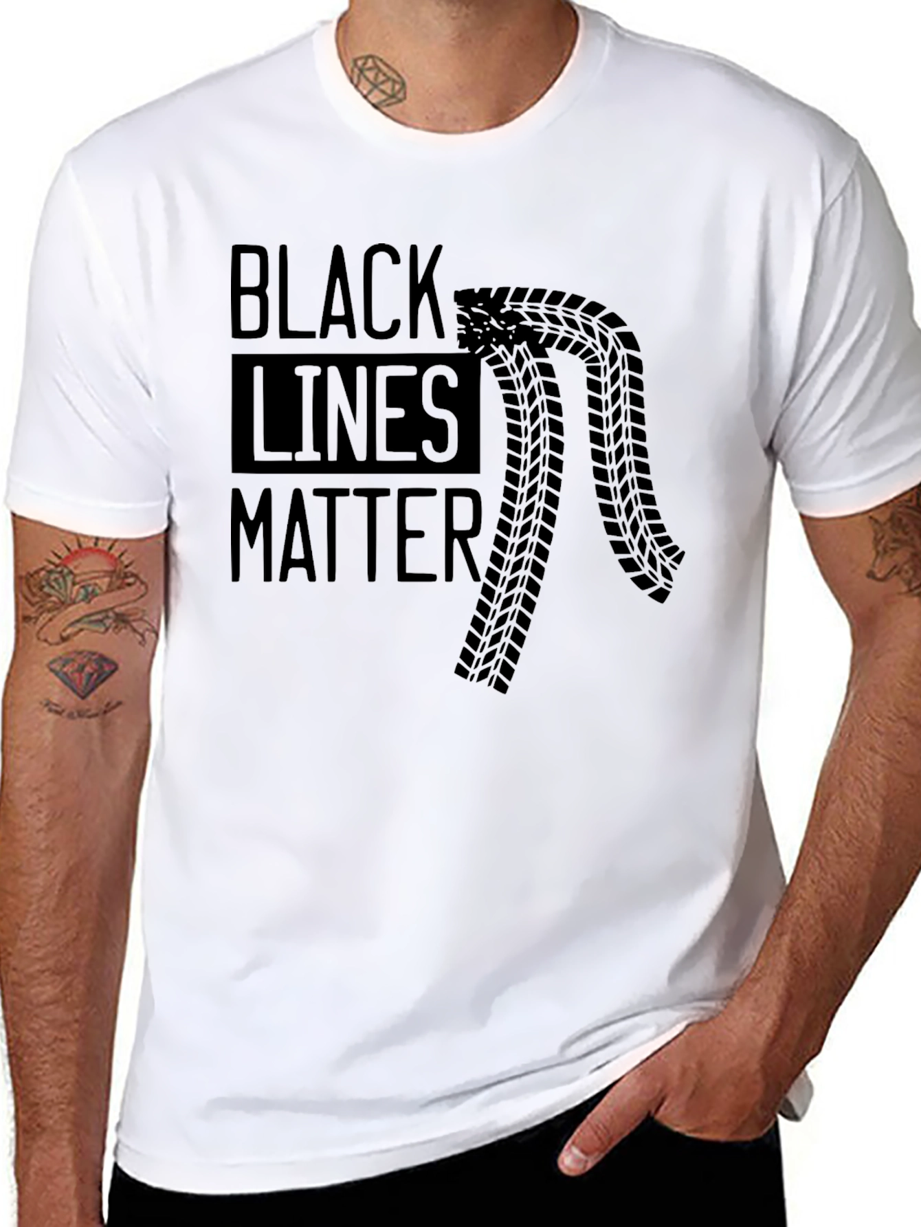 Black Lines Matter Graphic Tee - Racing Enthusiast T-Shirt