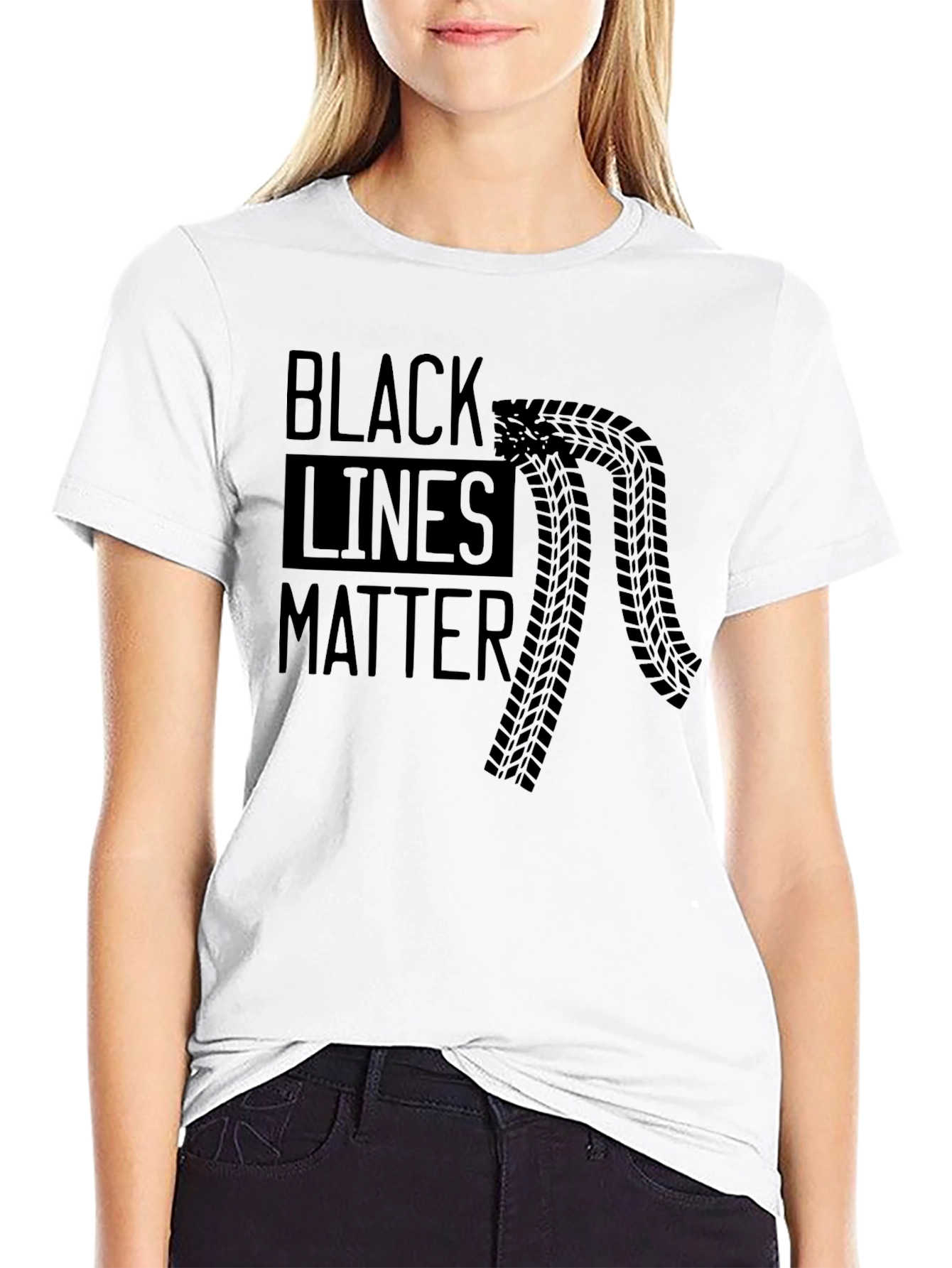 Black Lines Matter Graphic Tee - Racing Enthusiast T-Shirt