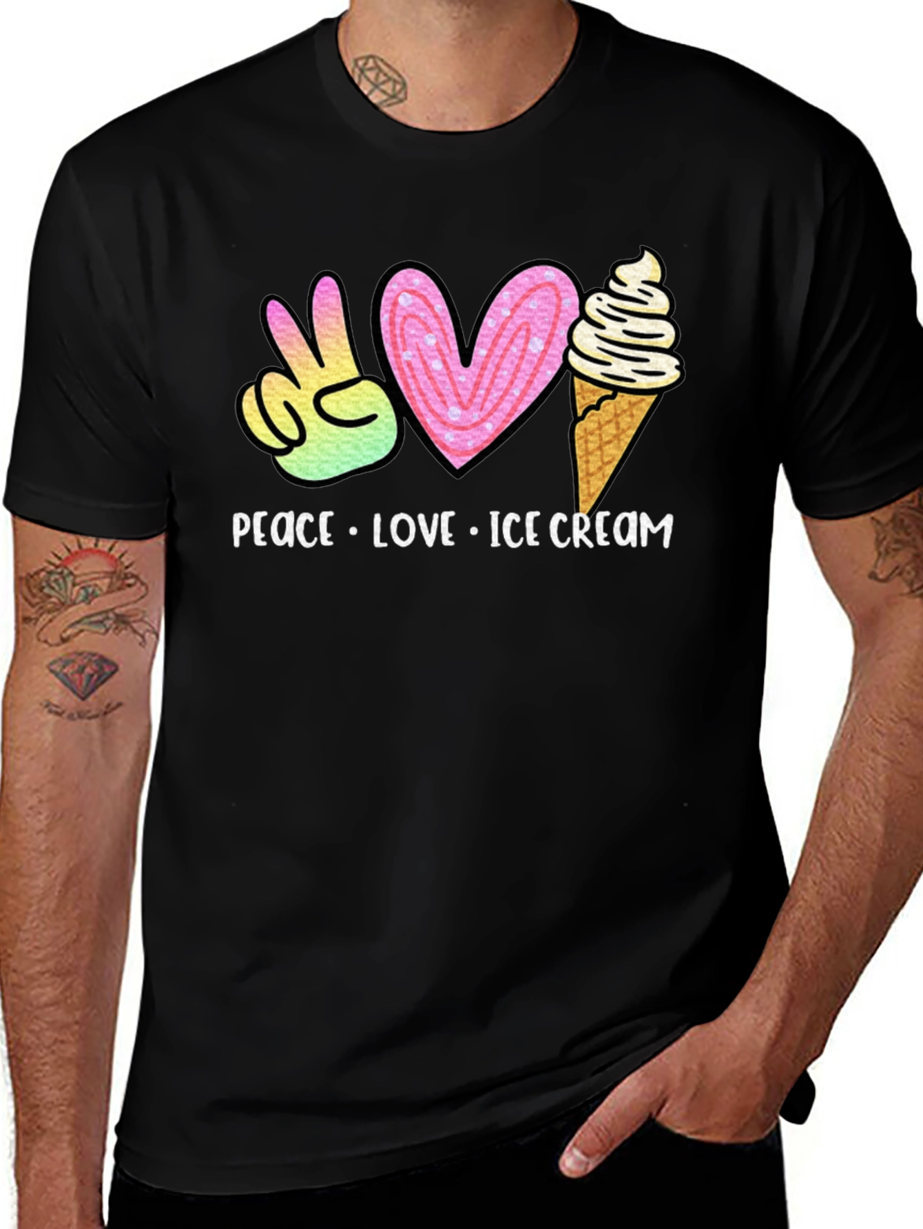 Peace Love Ice Cream Graphic T-Shirt
