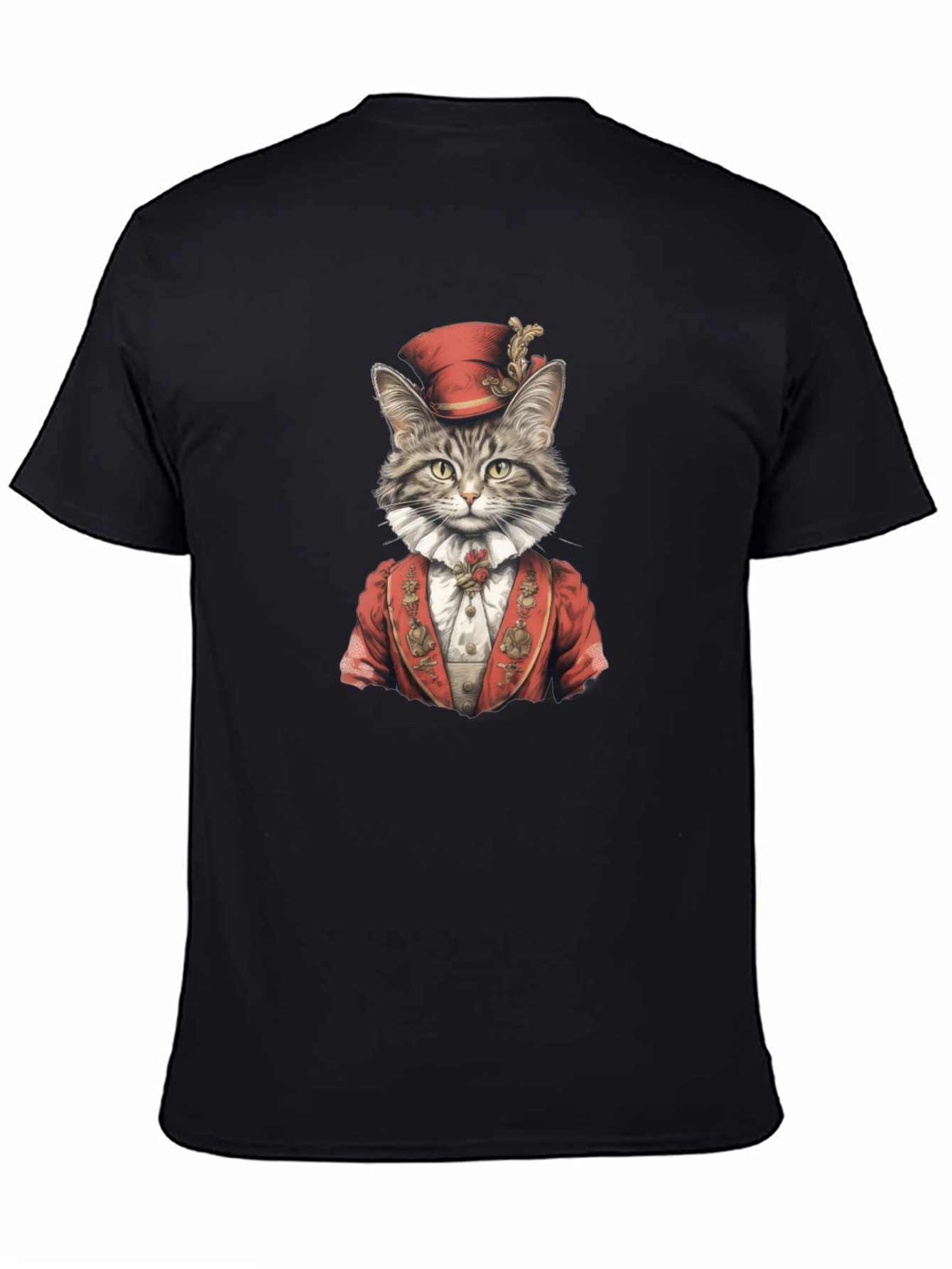 Regal Cat Portrait T-Shirt - Black