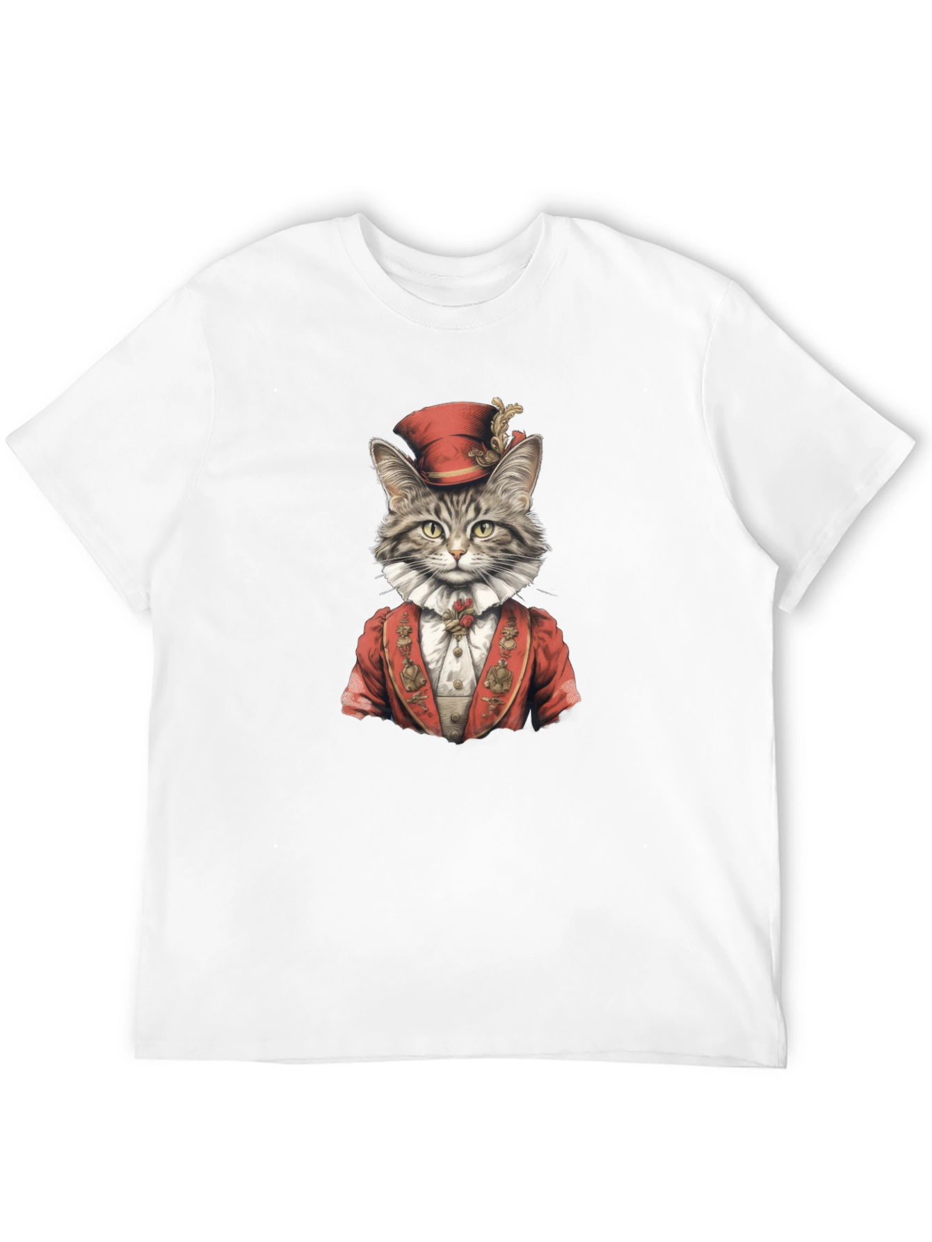 Regal Cat Portrait T-Shirt - Black
