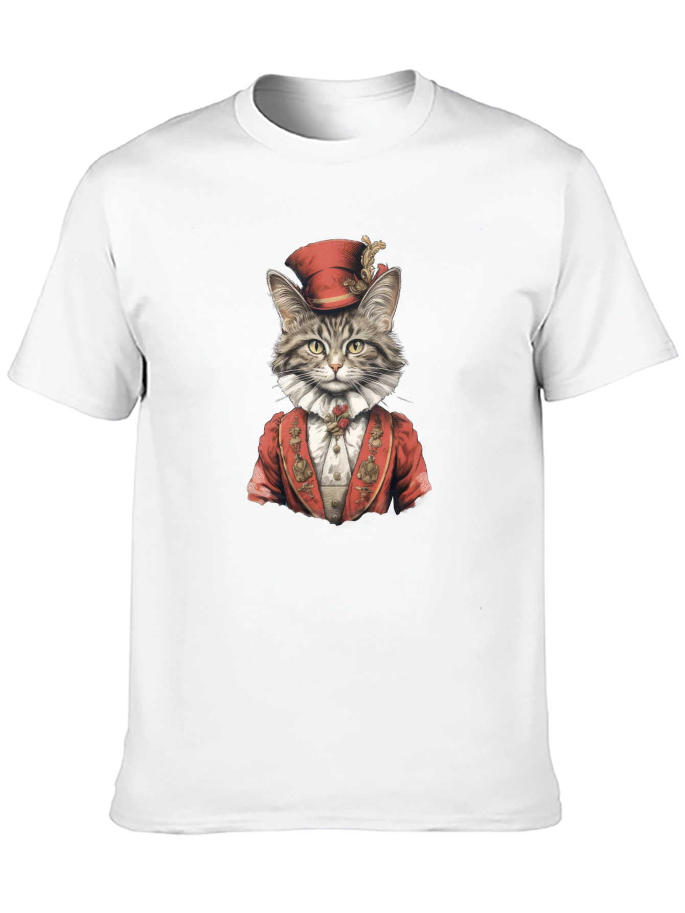 Regal Cat Portrait T-Shirt - Black