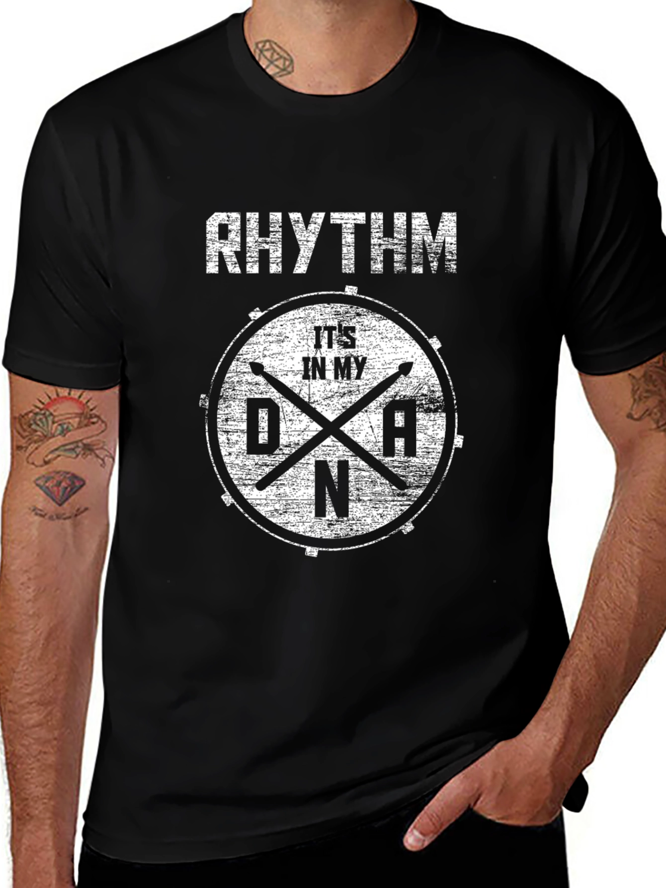 Rhythm DNA Drummer T-Shirt - Black Cotton Tee