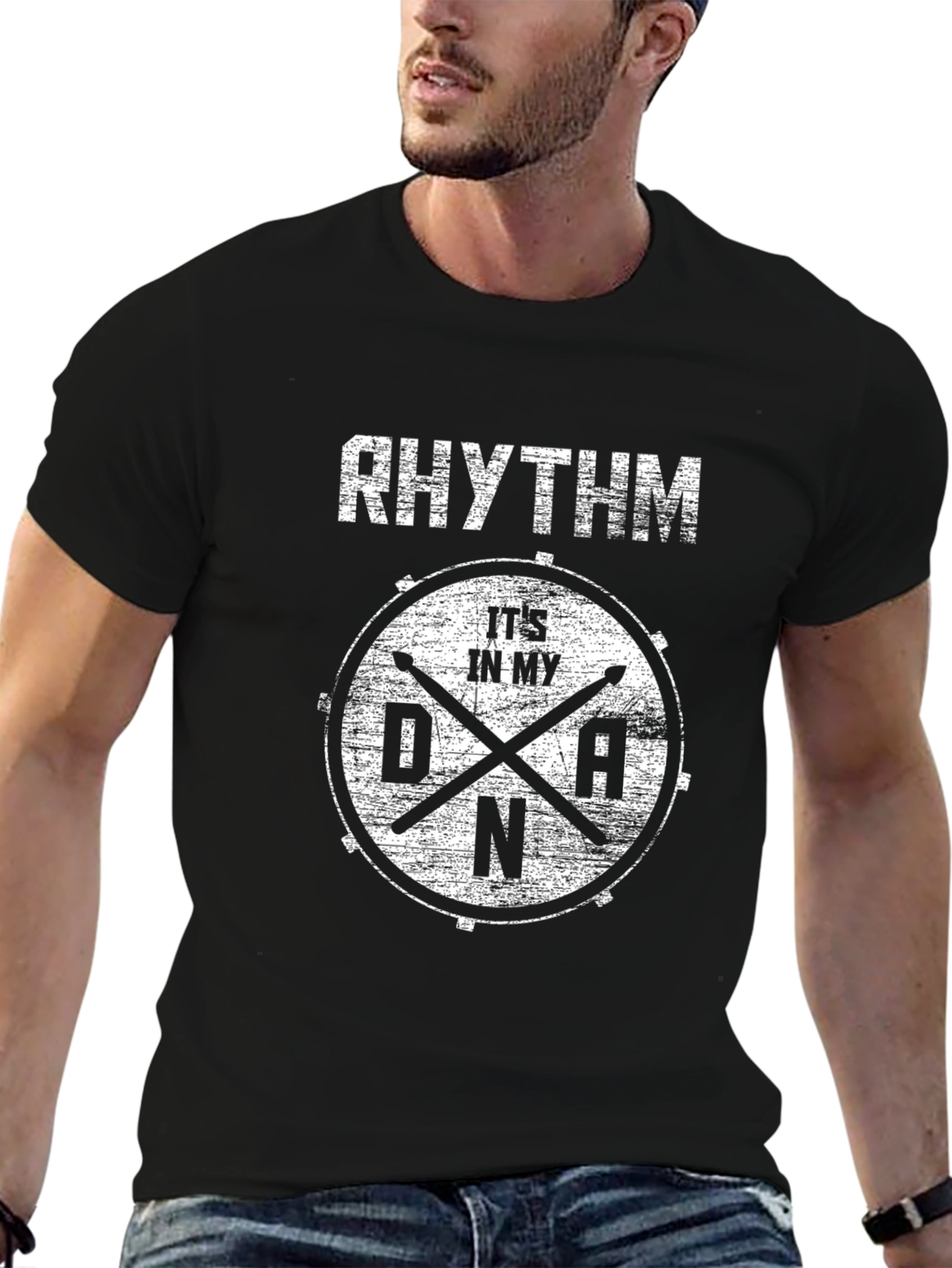 Rhythm DNA Drummer T-Shirt - Black Cotton Tee