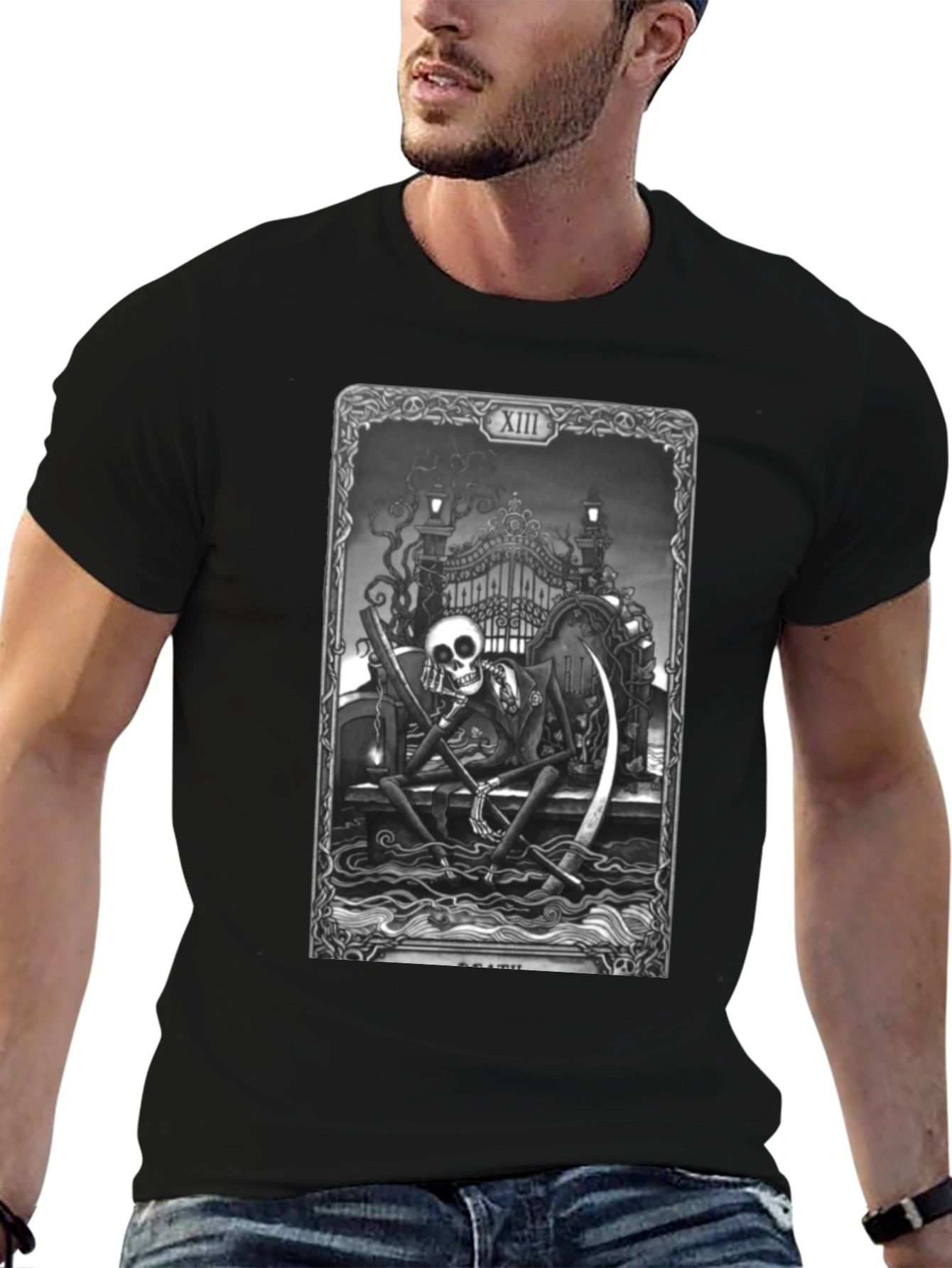 Grim Reaper Tarot Card Black T-Shirt