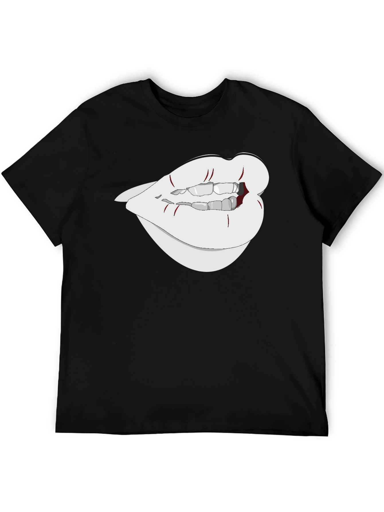 Graphic Lips Tee - Black Cotton Blend