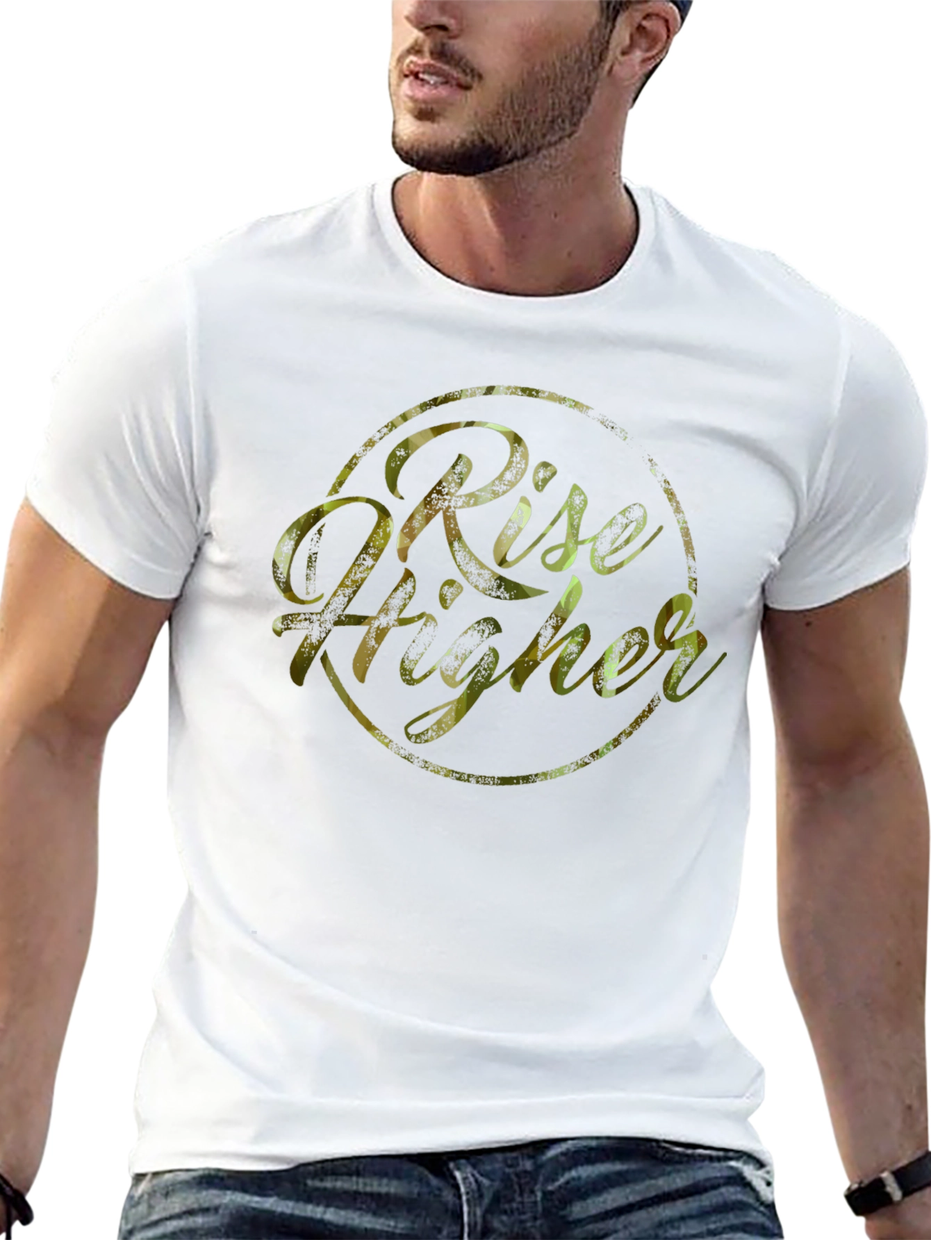 Rise Higher Graphic Print Black T-Shirt
