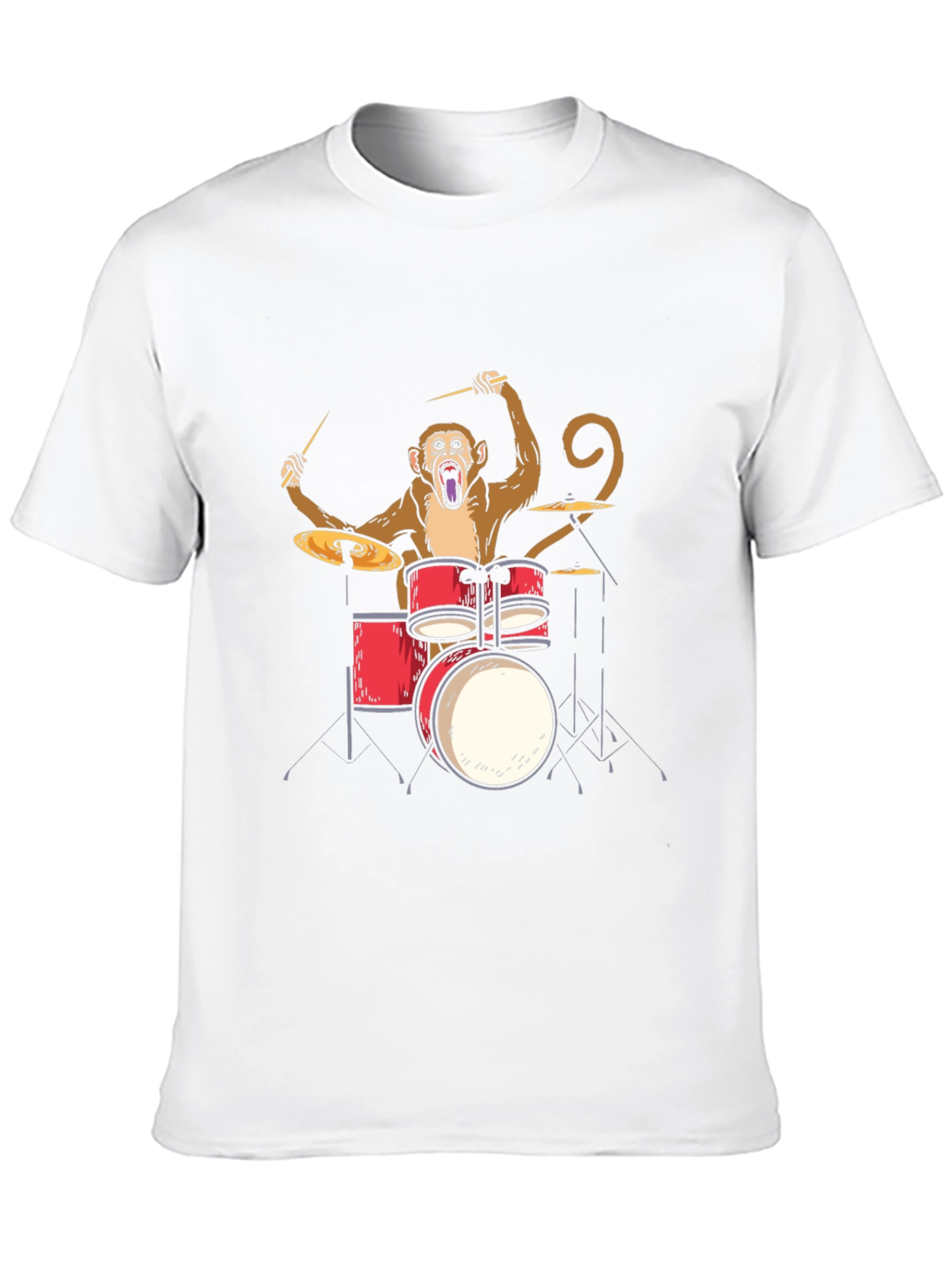 Monkey Drummer Graphic Tee - Black Cotton T-Shirt