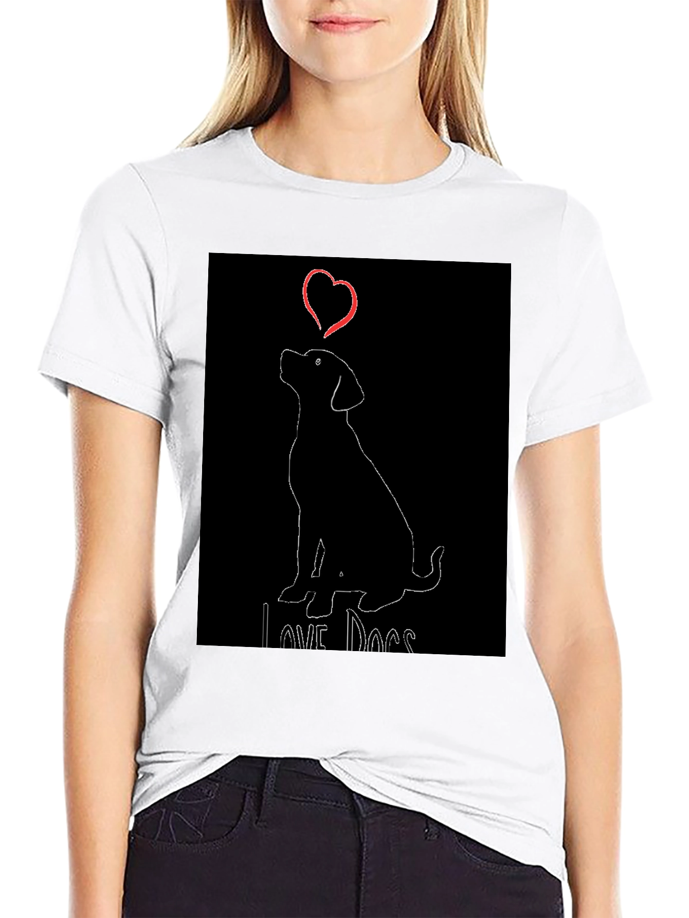 Love Dogs Black T-Shirt with Cute Dog Graphic