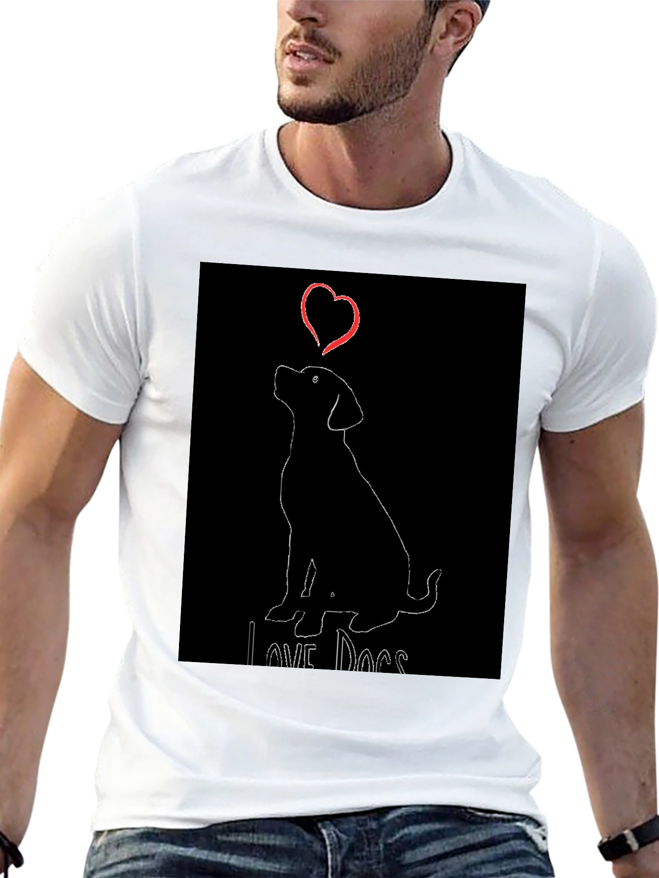 Love Dogs Black T-Shirt with Cute Dog Graphic