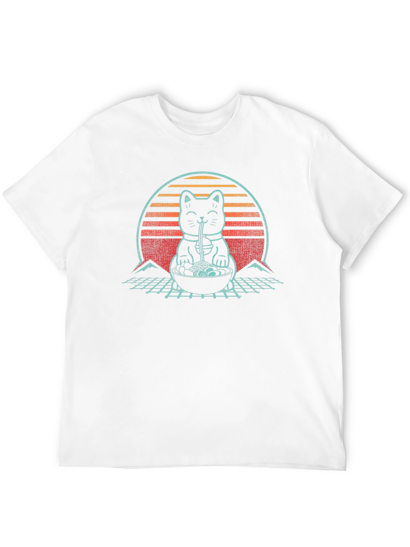 Ramen Cat T-Shirt - Retro Japanese Style