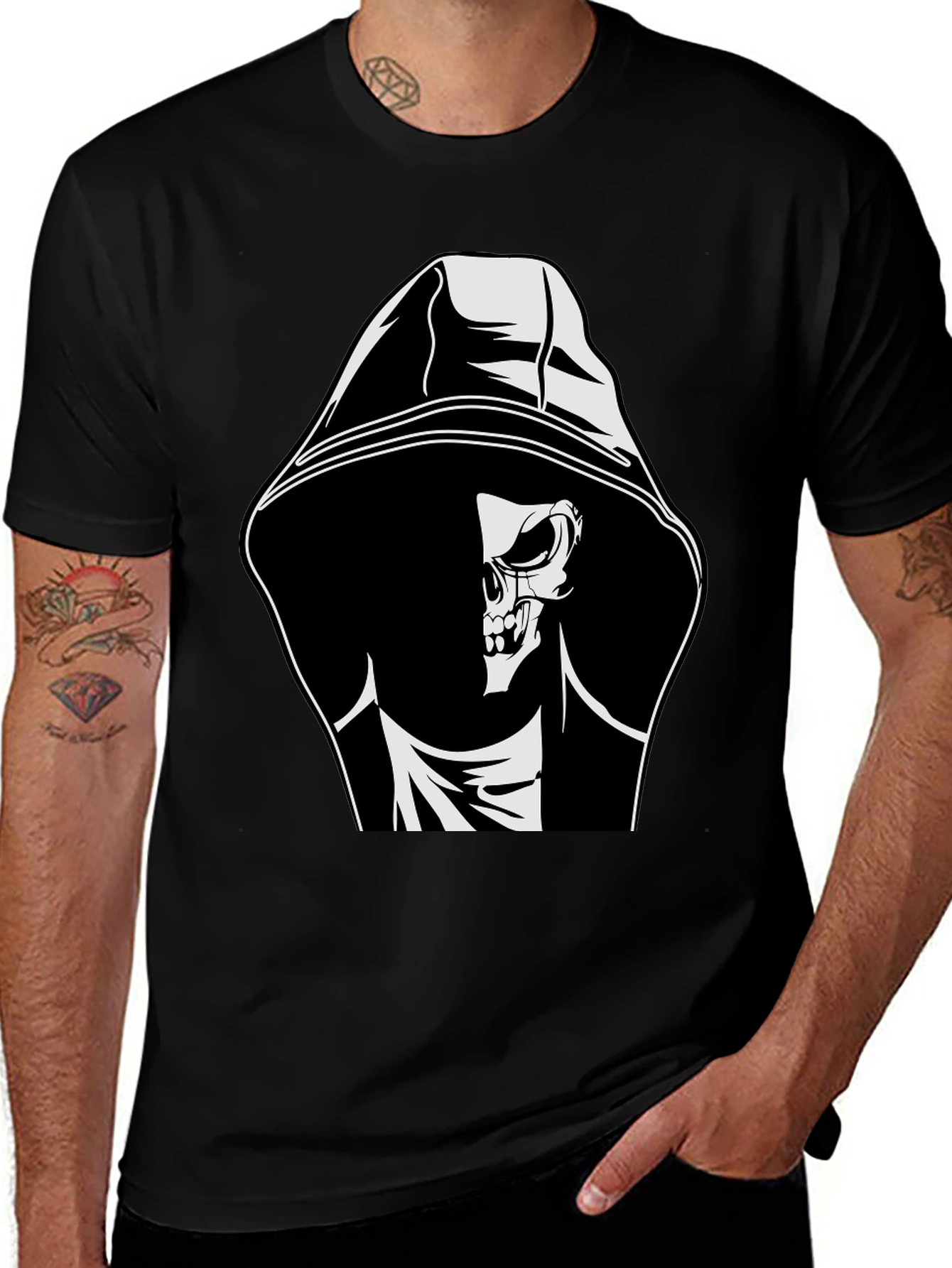 Grim Reaper Graphic Tee - Black Cotton T-Shirt