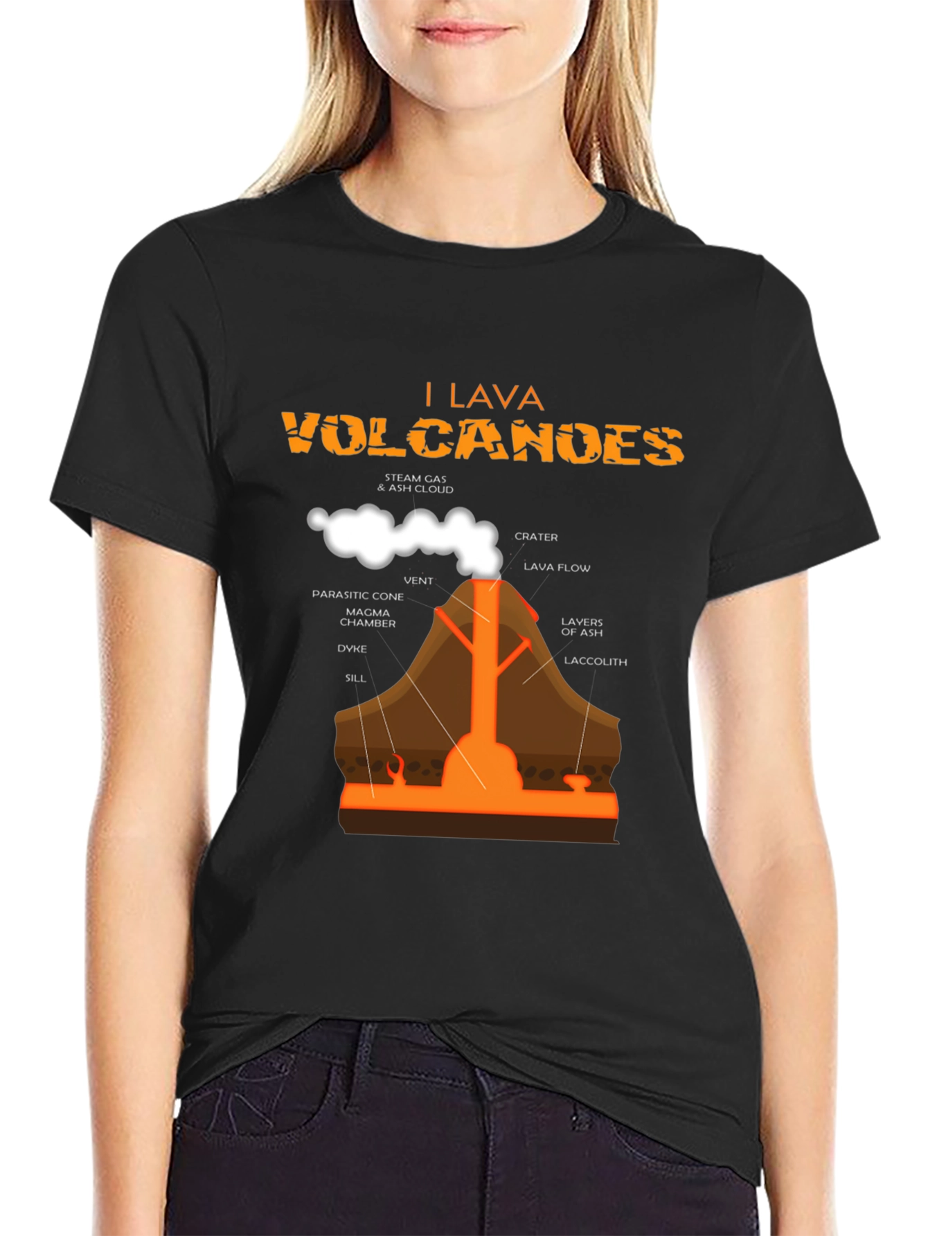 I Lava Volcanoes Black Graphic T-Shirt