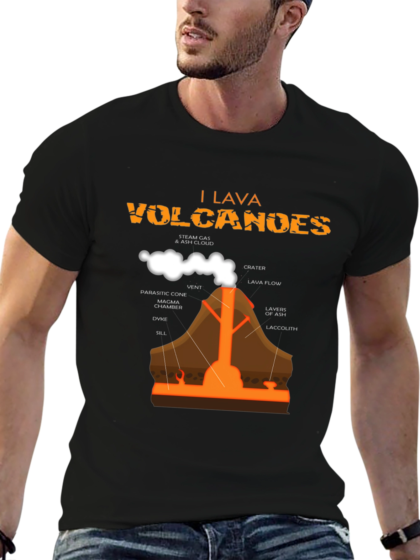 I Lava Volcanoes Black Graphic T-Shirt