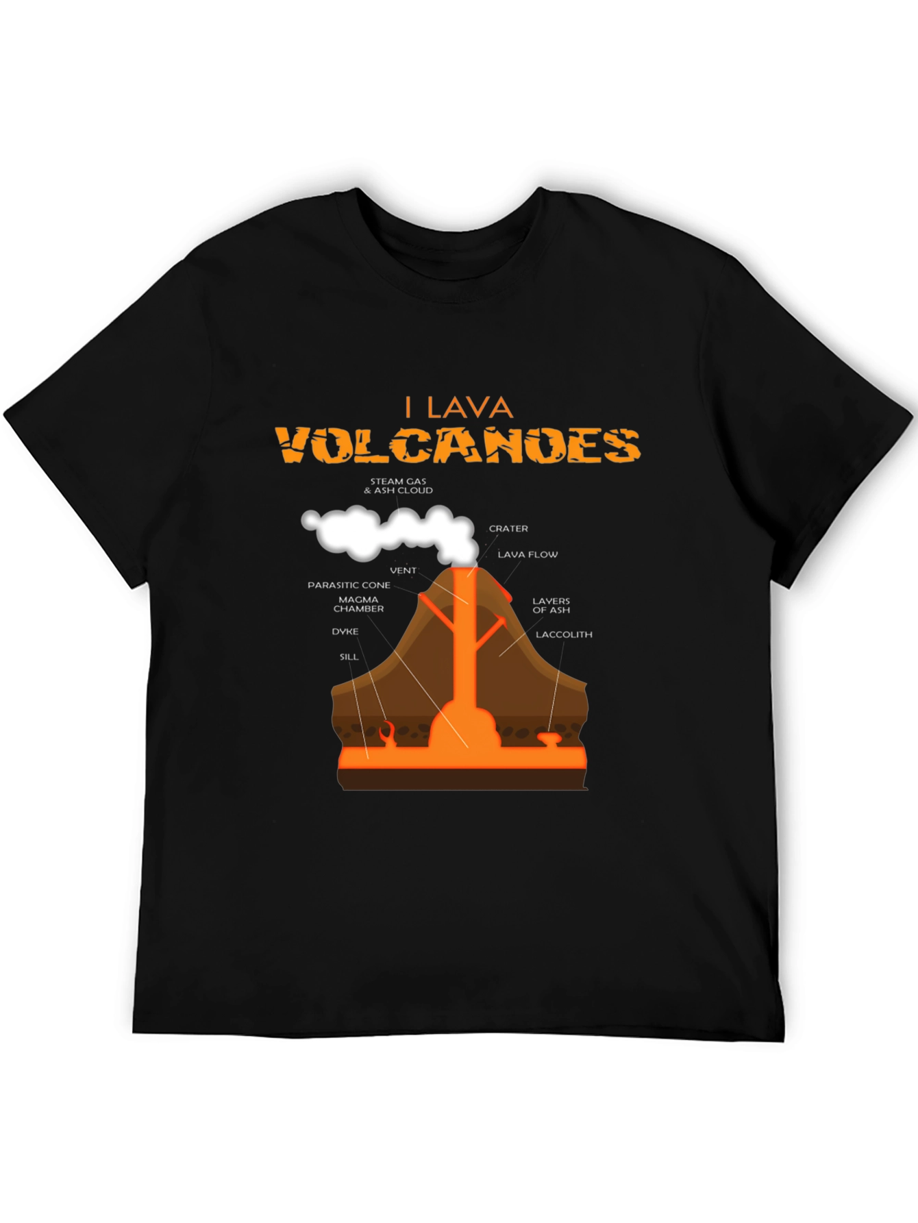 I Lava Volcanoes Black Graphic T-Shirt