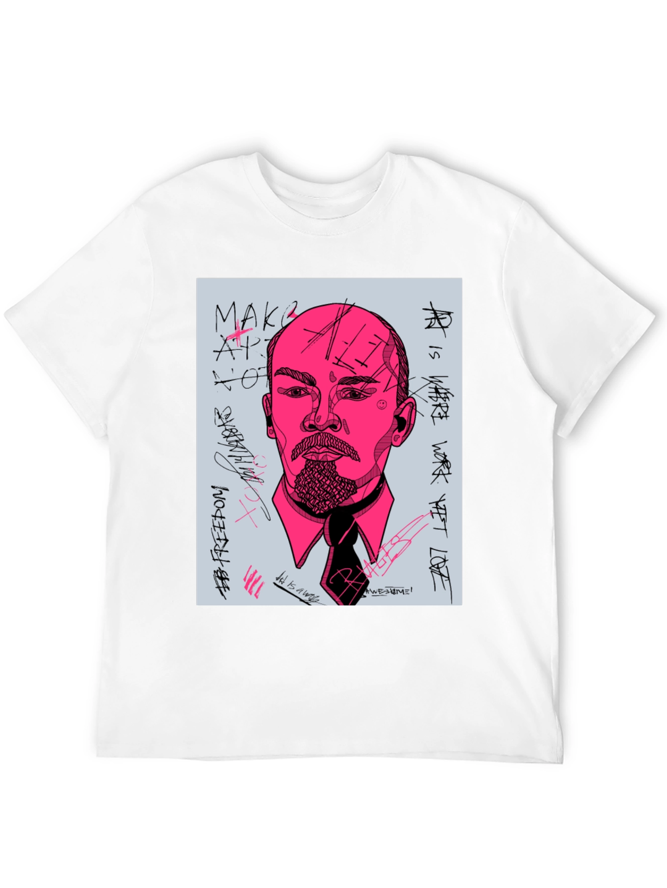 Abstract Lenin Graphic Tee - Mens Black T-Shirt