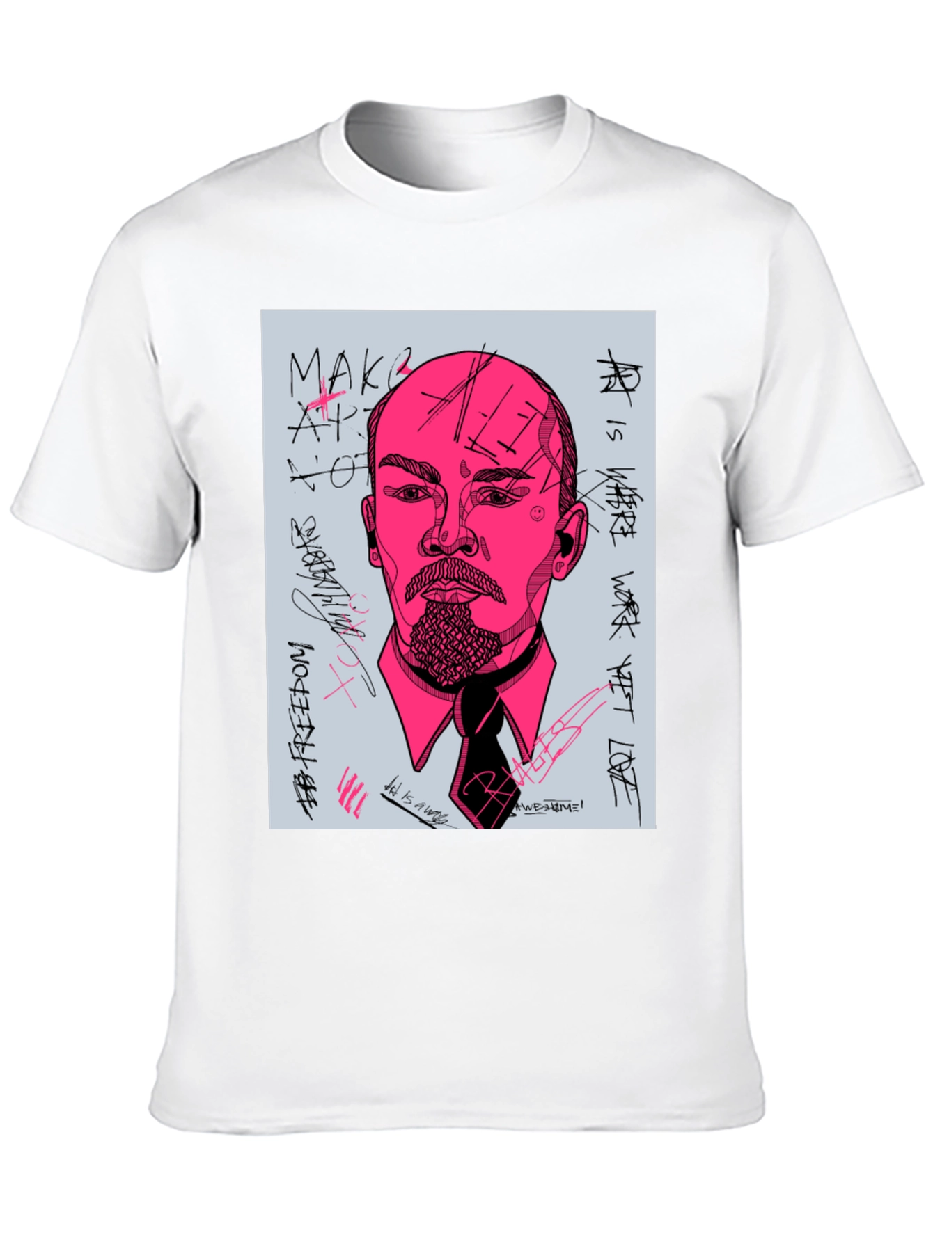 Abstract Lenin Graphic Tee - Mens Black T-Shirt