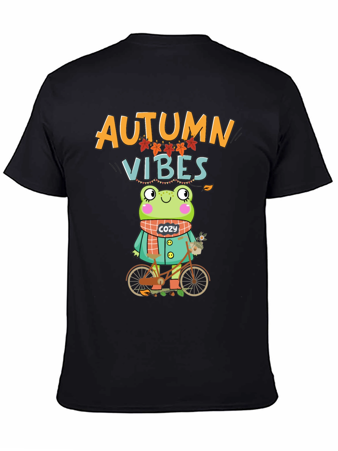 Autumn Vibes Frog On Bicycle T-Shirt