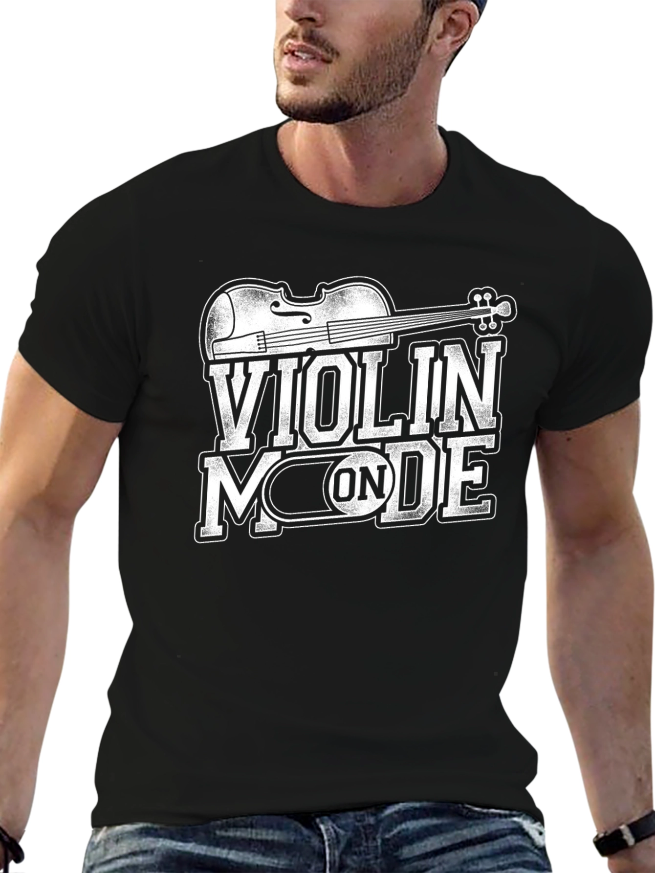 Violin Mode On Graphic T-Shirt - Black