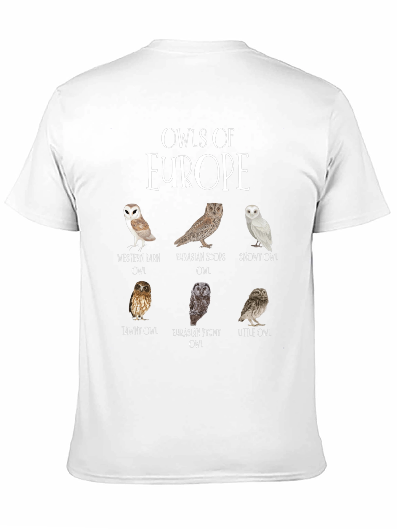 Owls of Europe T-Shirt - Nature Enthusiast Apparel