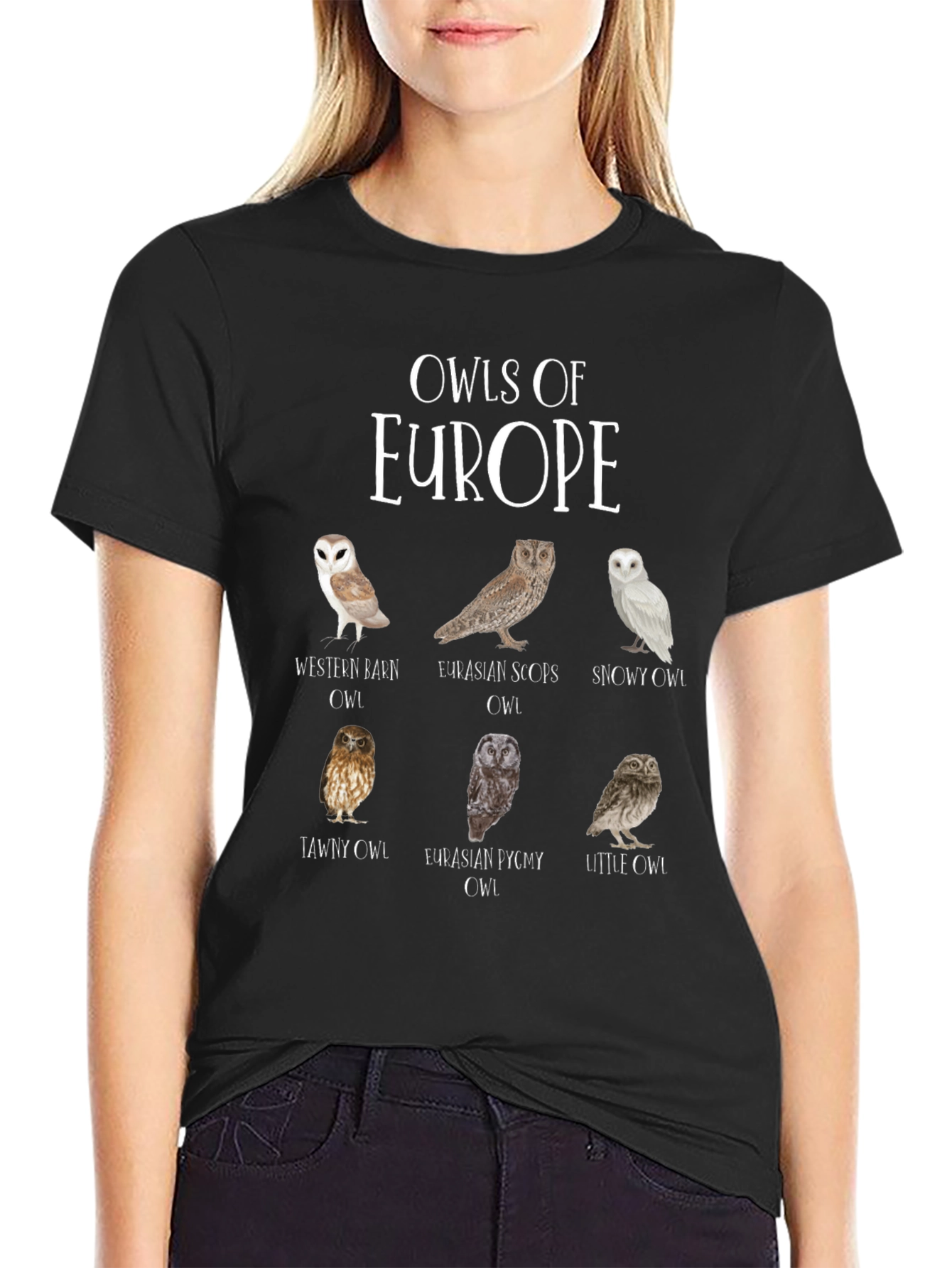 Owls of Europe T-Shirt - Nature Enthusiast Apparel